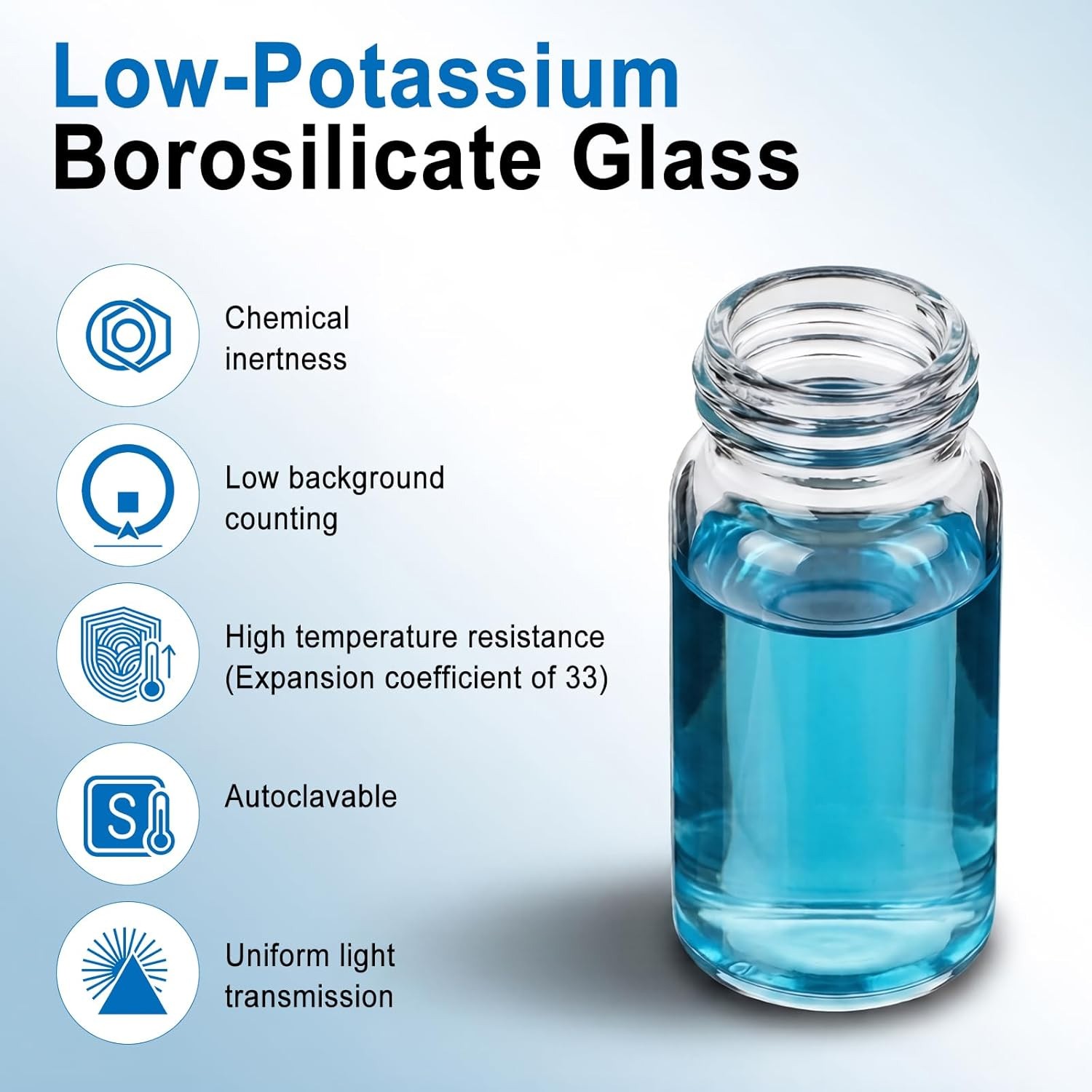 100/200/300/400/500/1000/2000Pcs 20mL Scintillation Vials with Cone Liner Caps