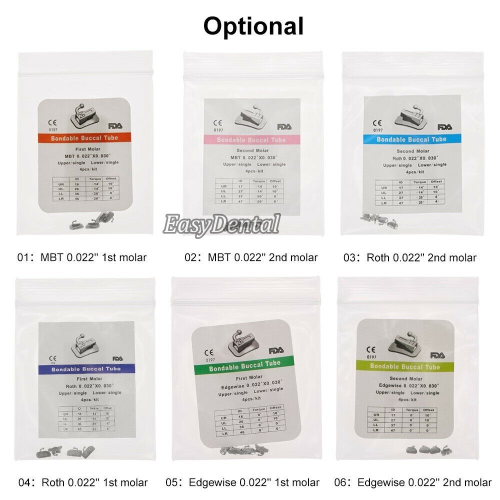 1040 Dental ligature Ties Buccal Tube MBT Roth Edgewise 1st 2nd 018 022 Bondable