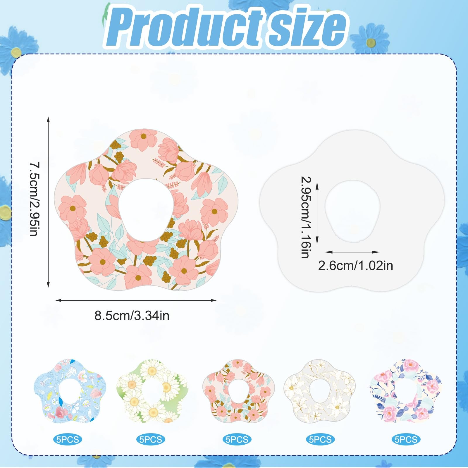 25pcs Adhesive Patches for Dexcom G7, Waterproof CGM Over Patch M, Colorful