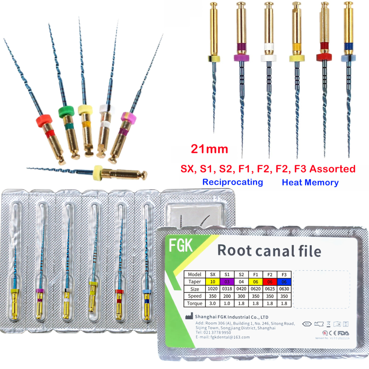 Dental Endo Rotary Files NITI Root Canal Heat Actived Files Taper SX-F3 21/25MM