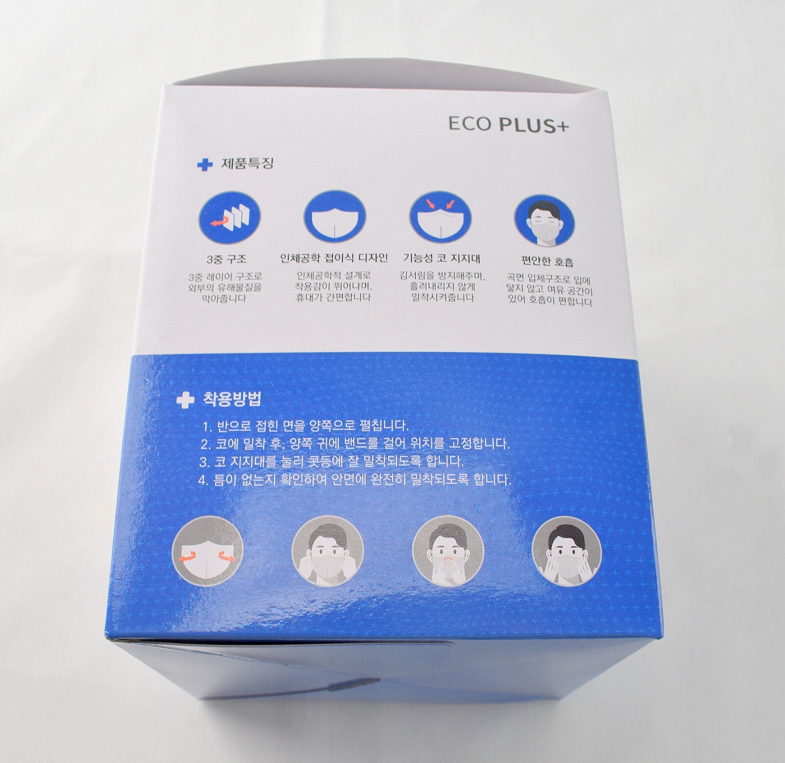 ECO PLUS+ 3 Layer Korean Face Mask Made in Korea Respirators Covers Bi-Folding