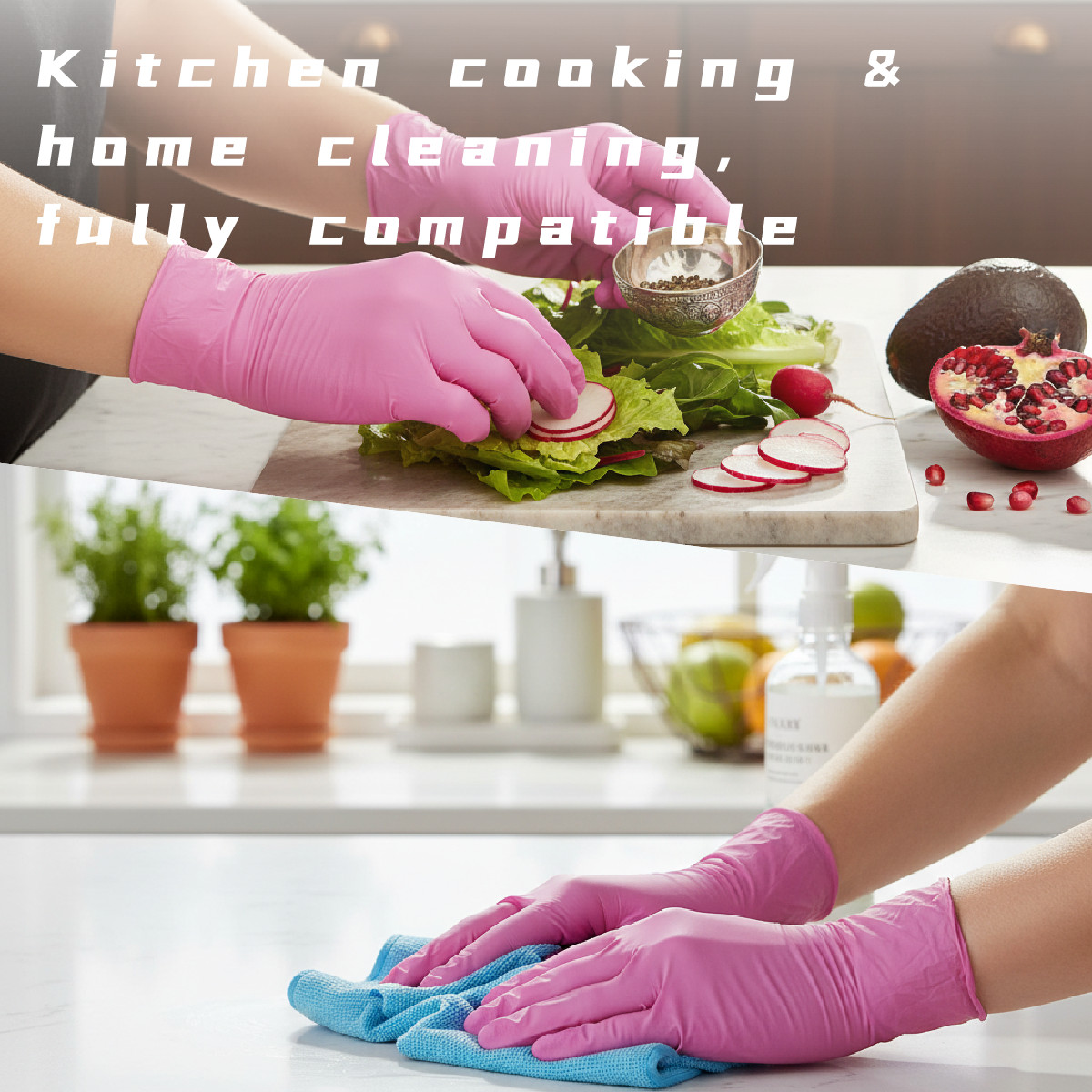 100Pcs Disposable Nitrile Gloves 3-mil Latex Free Gloves Food Safe Cleaning