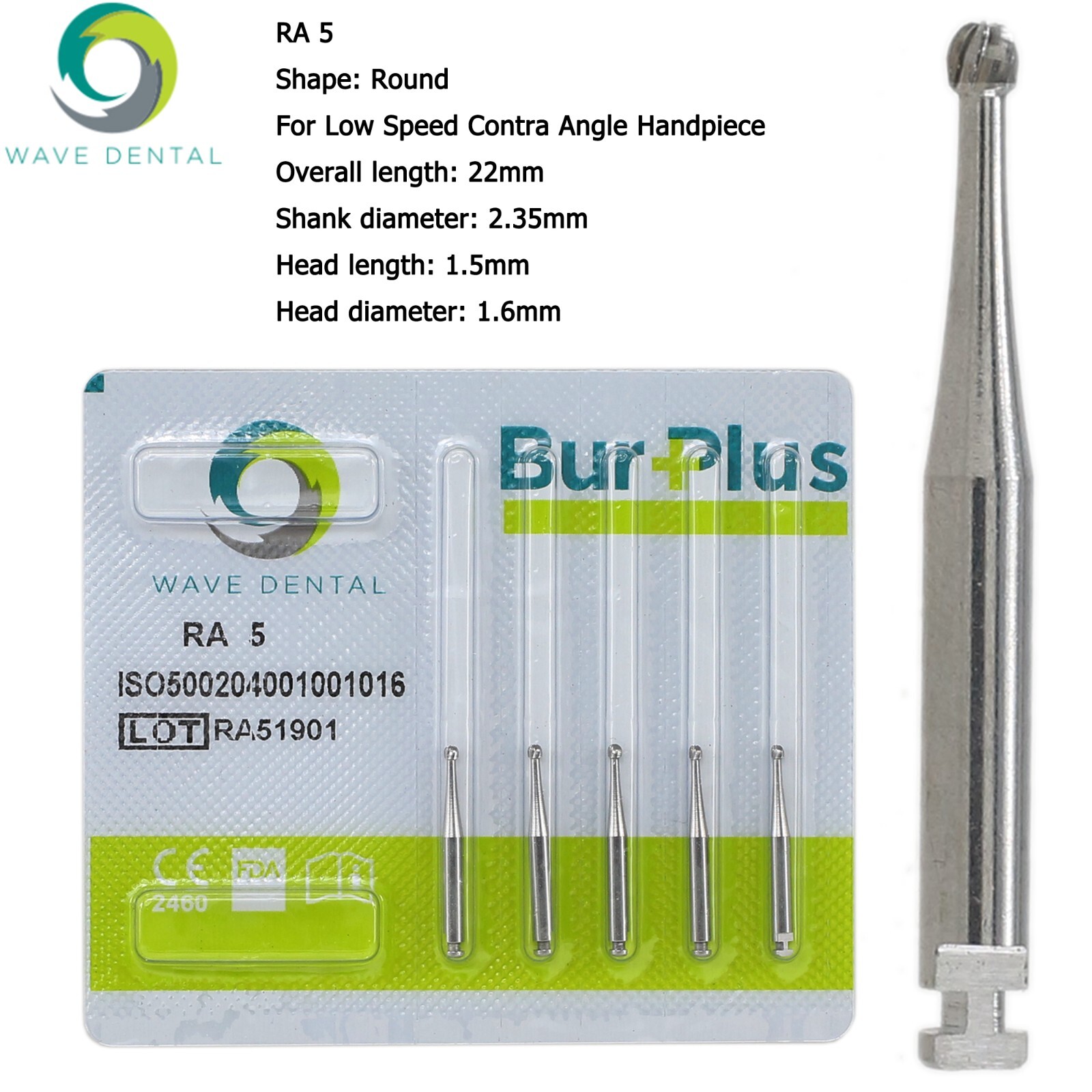 Wave Dental Carbide Round RA Burs Latch Surgical Length Bur RA SURG Contra Angle
