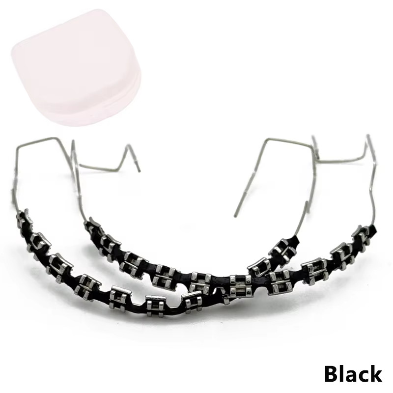 2Pcs Fashion Fake Braces Colorful Brackets for Teeth Temporary Metal Wires Metal