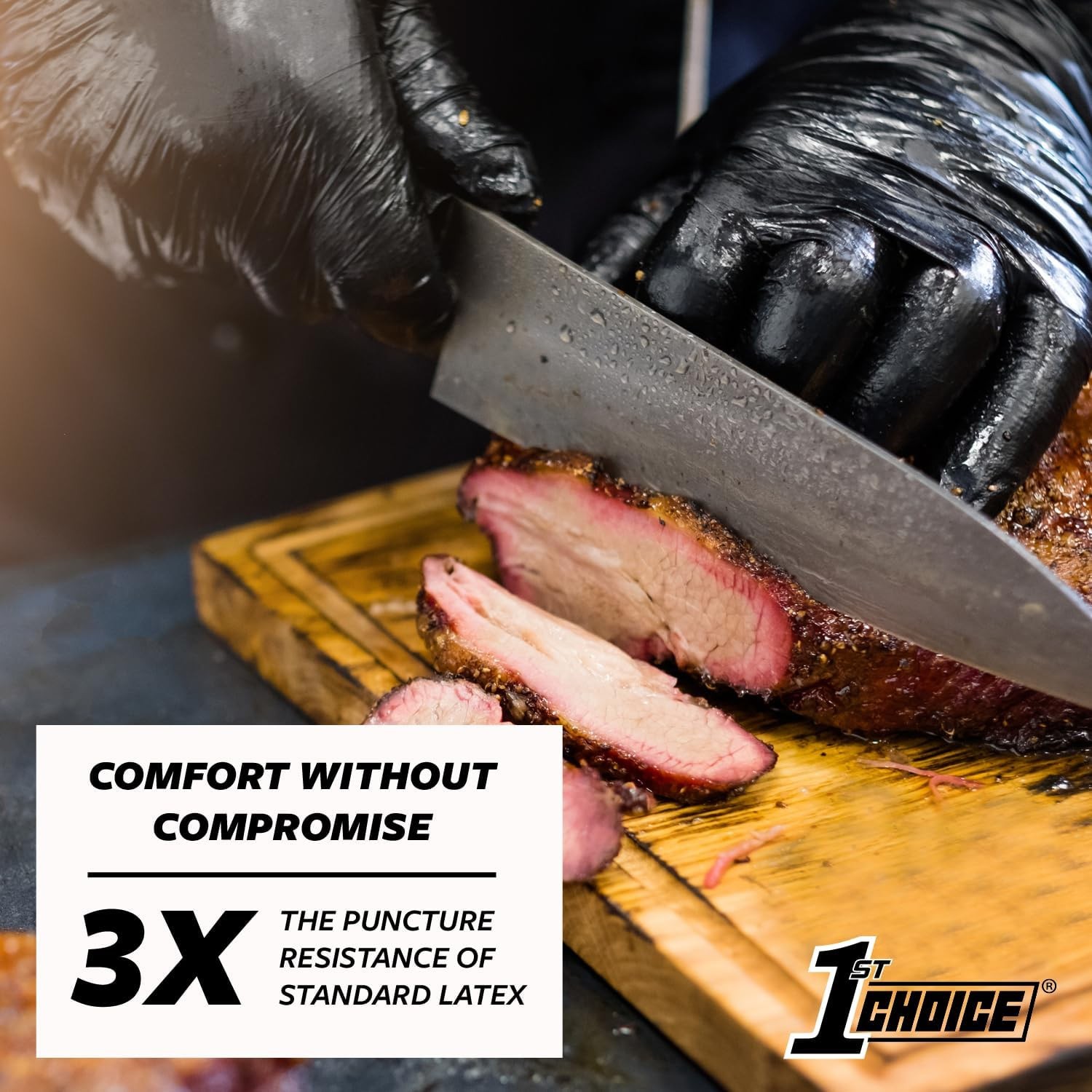 1st Choice Nitrile Gloves Disposable Latex-Free, Black, 5 Mil for Cooking, Cl…