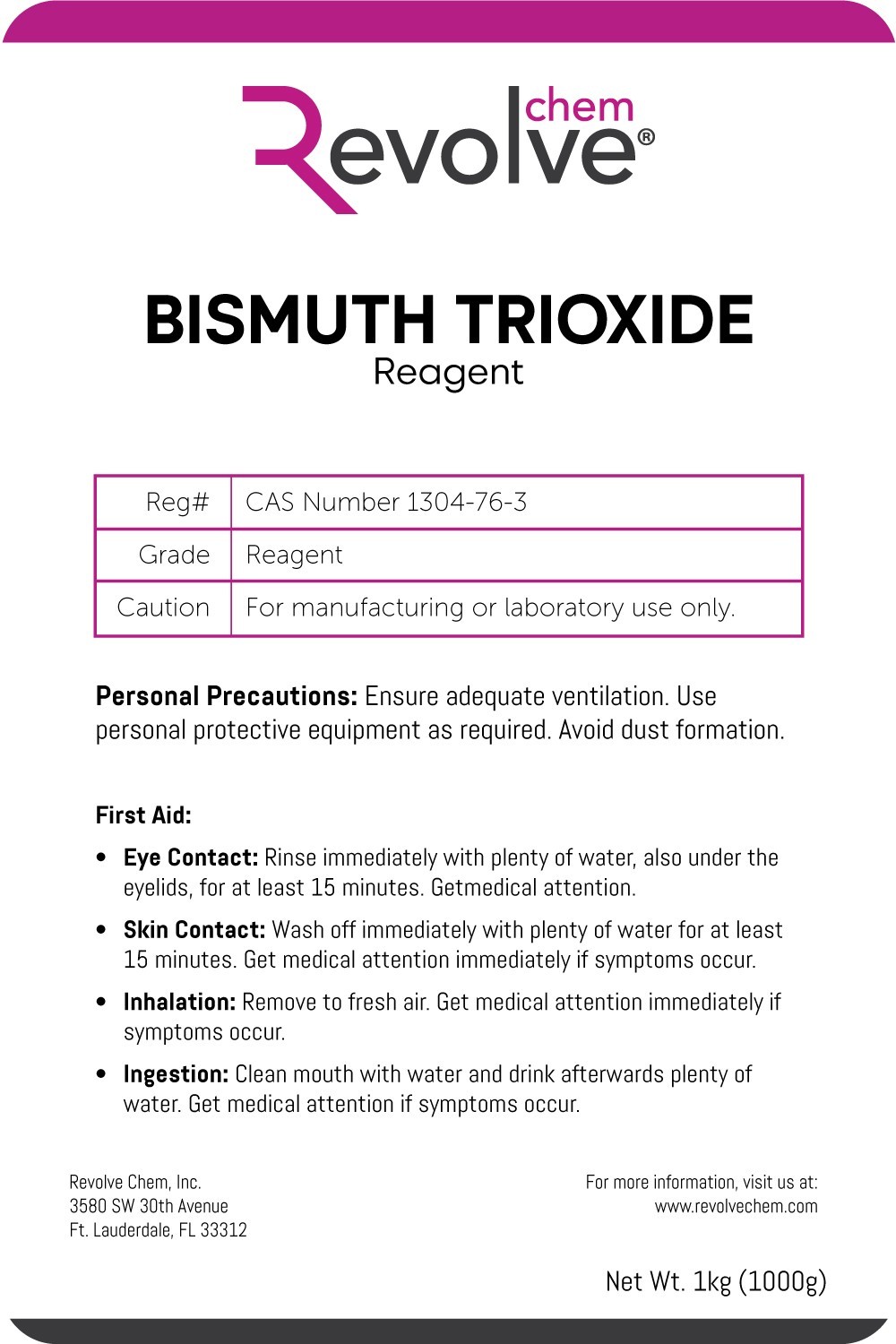 1 KG Bismuth Trioxide Powder, Bismuth Oxide, Bi2O3, Lab Grade 99.9% Purity