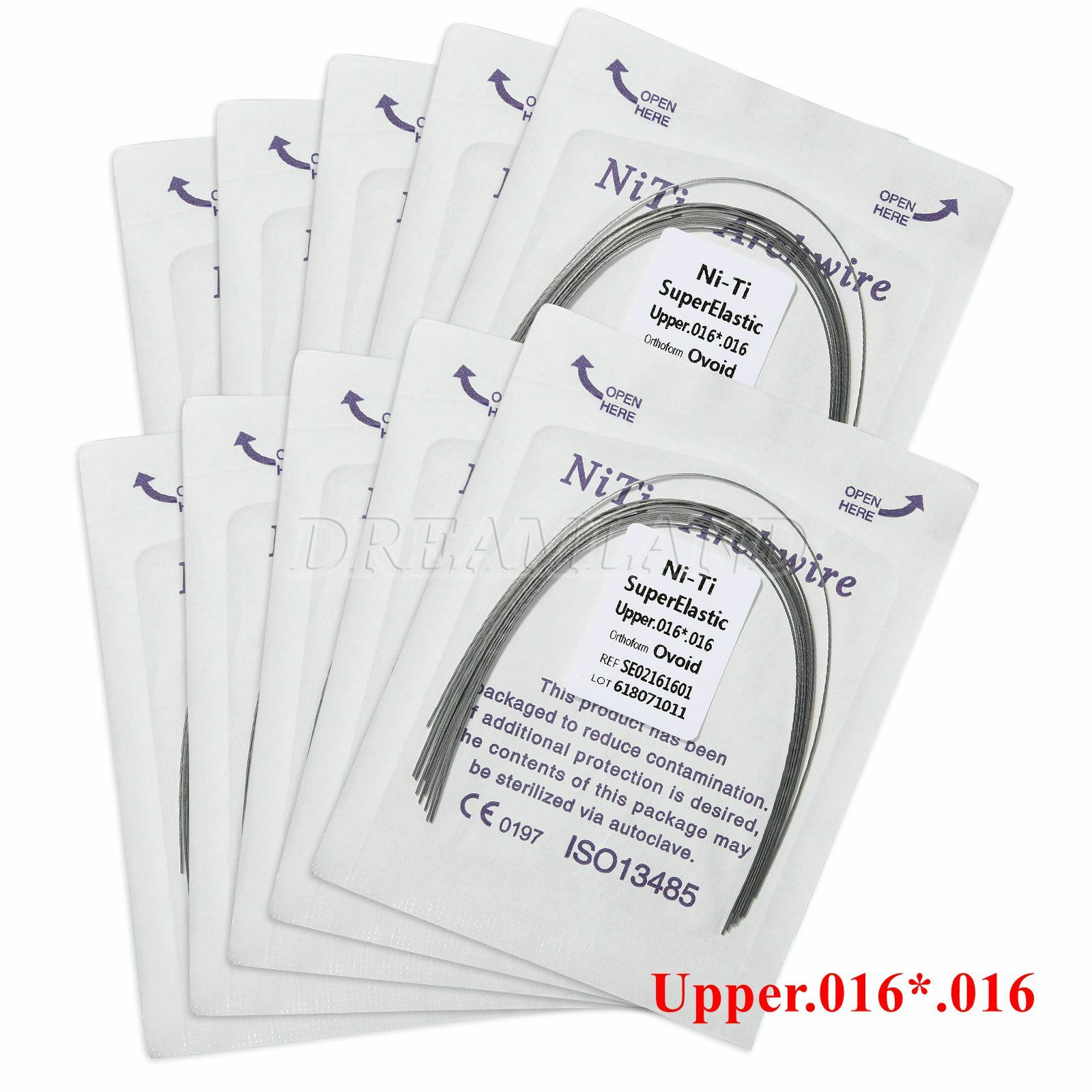 10 Packs Dental Super Elastic Niti Rectangular Arch Wire Ovoid Form 16*16 Upper