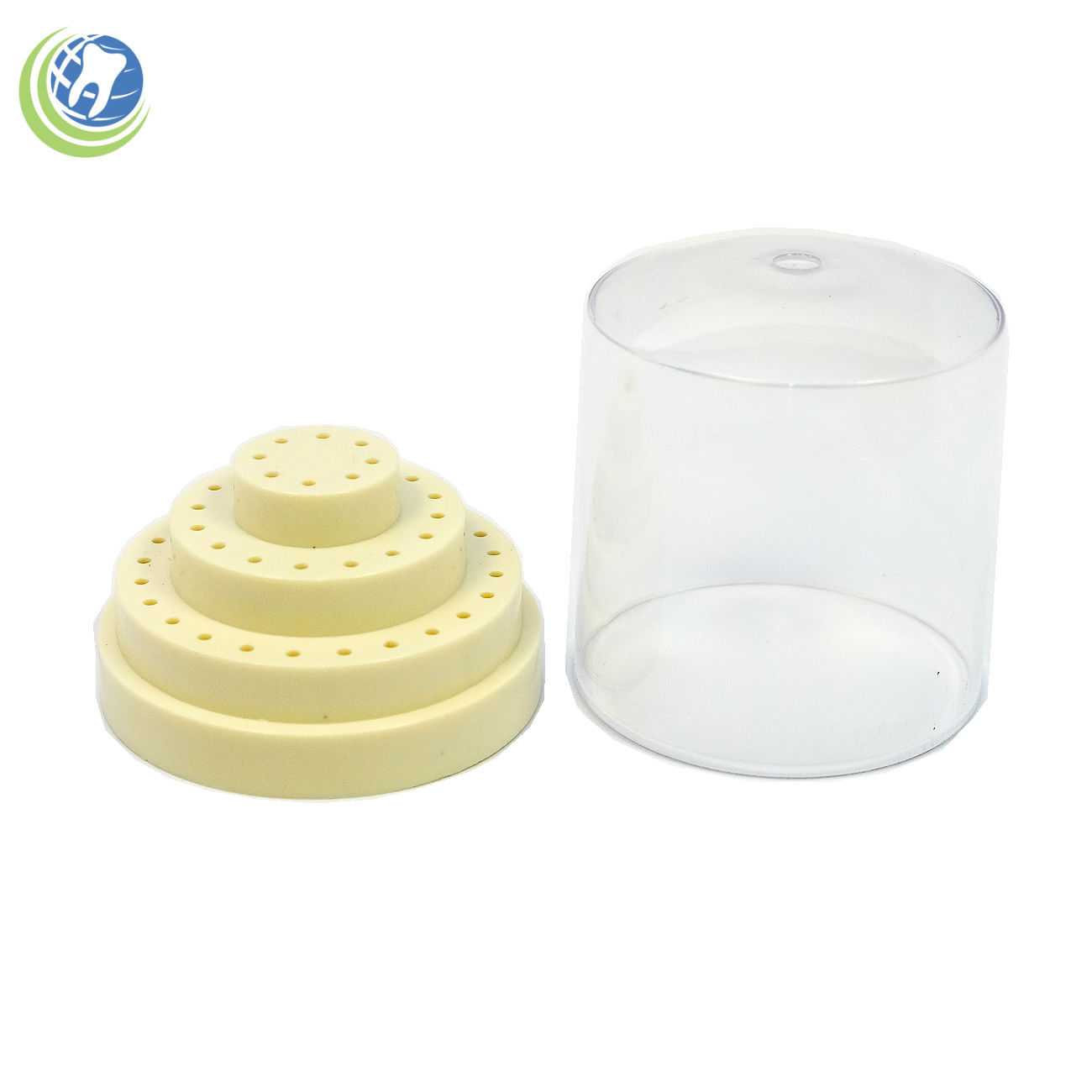 Dental Laboratory Bur Block Holder Station Plastic Lid Holds 48 Burs HP FG 3/32″