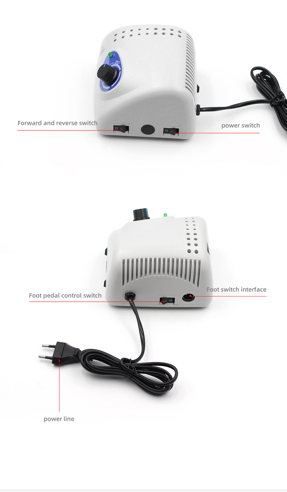 Dental Lab Electric Micromotor Polishing Unit + 35000Rpm Motor Handpiece Bur