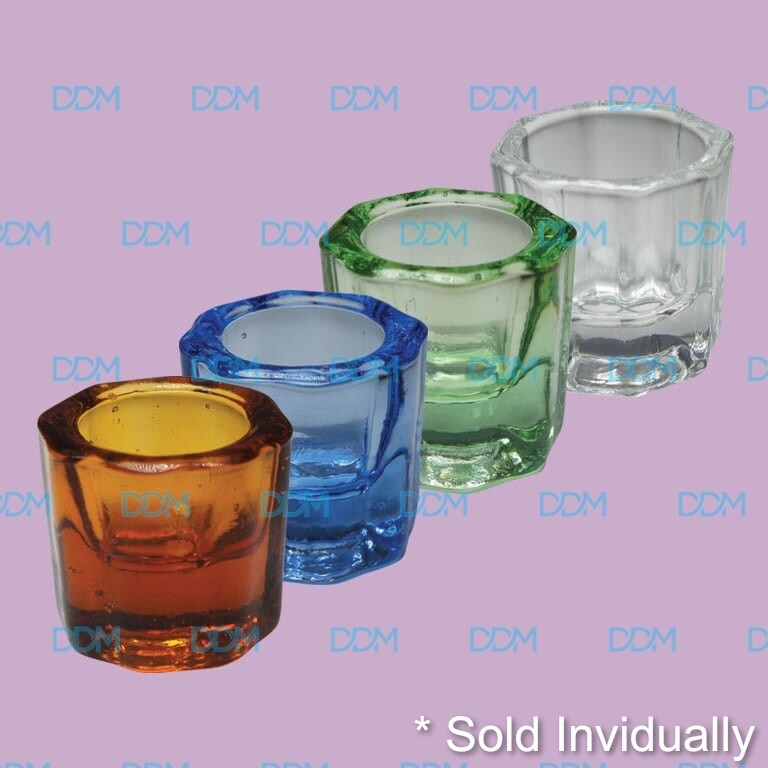 DDM International Premium Glass Mixing Dappen Dish, Clear, Blue, Green or Amber