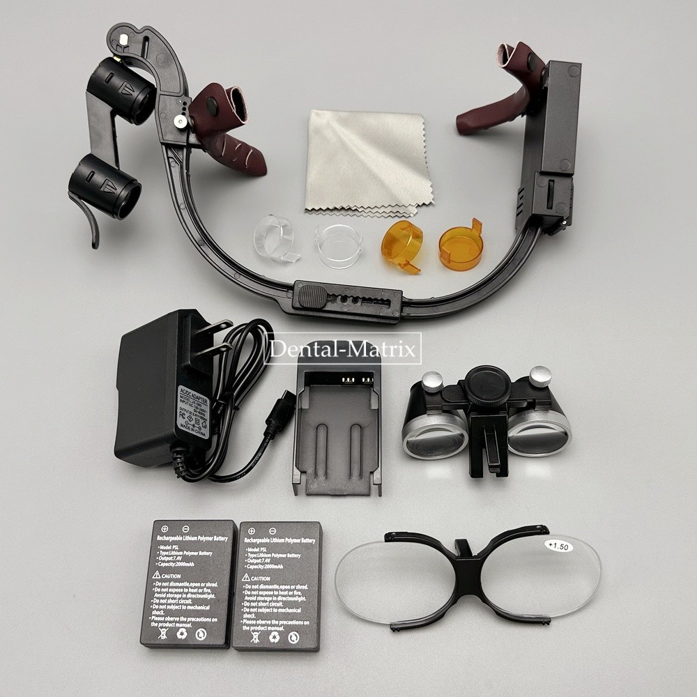 2.5x 3.5x Medical Dental Binocular Loupes Headband Magnifier LED Headlight US/EU