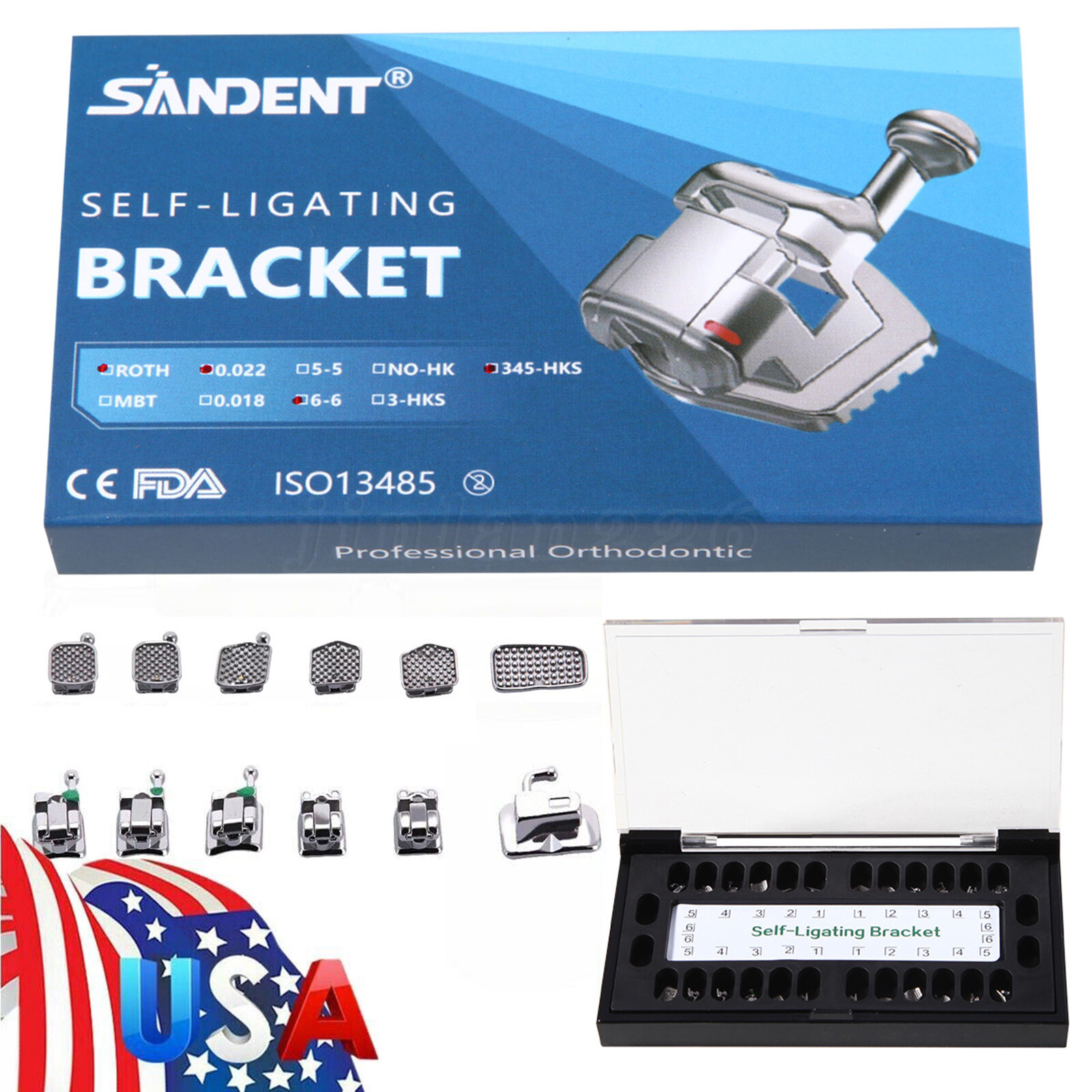 20Pcs/Pack Dental Orthodontic Self Ligating Braces Bracket Metal Brackets
