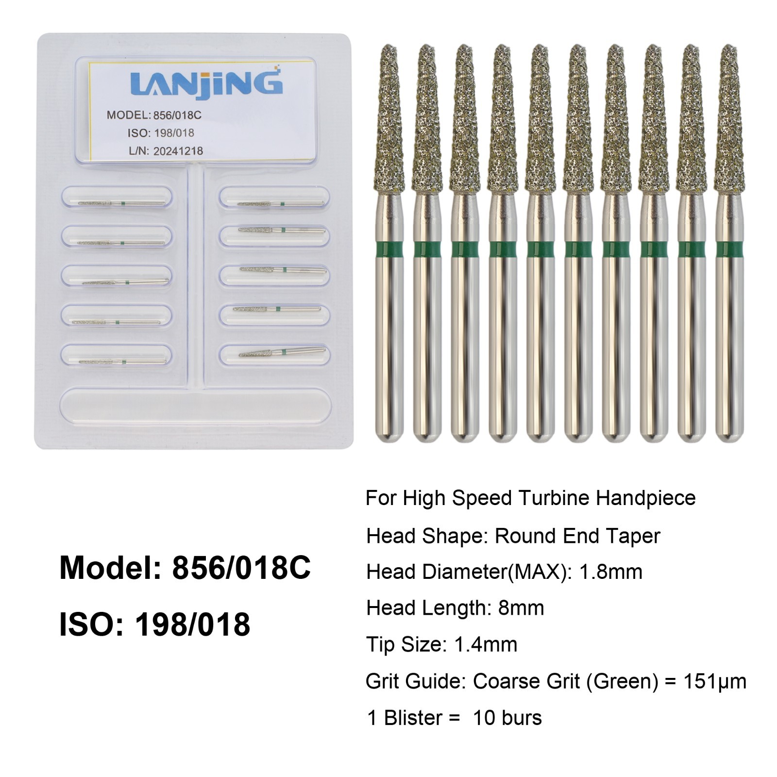 Dental Diamond Burs FG Round End Taper Bur Super Coarse Fine High Speed 856 850