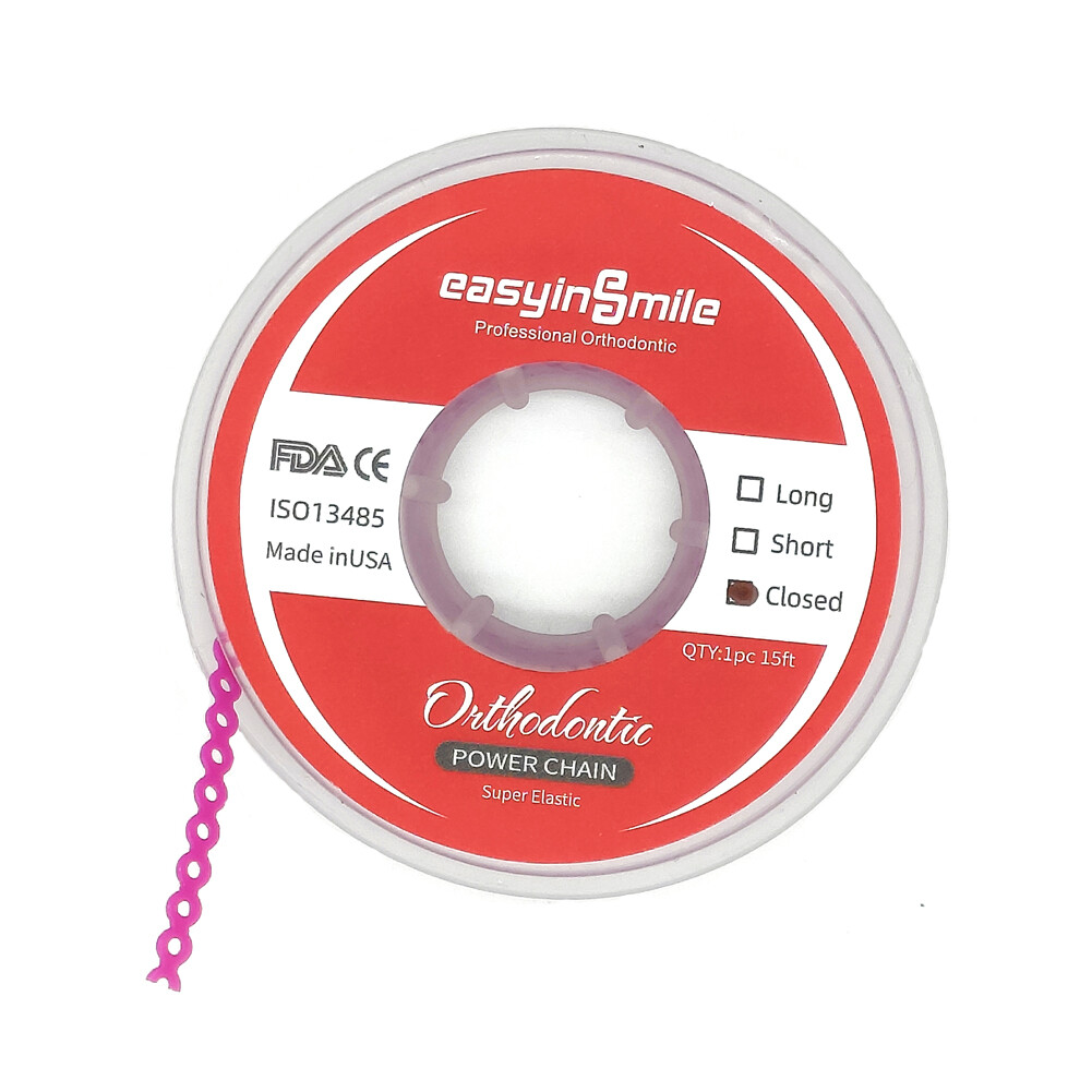 Dental Orthodontic Power Chains Elastic Braces Rubber Bands Short Long Closed