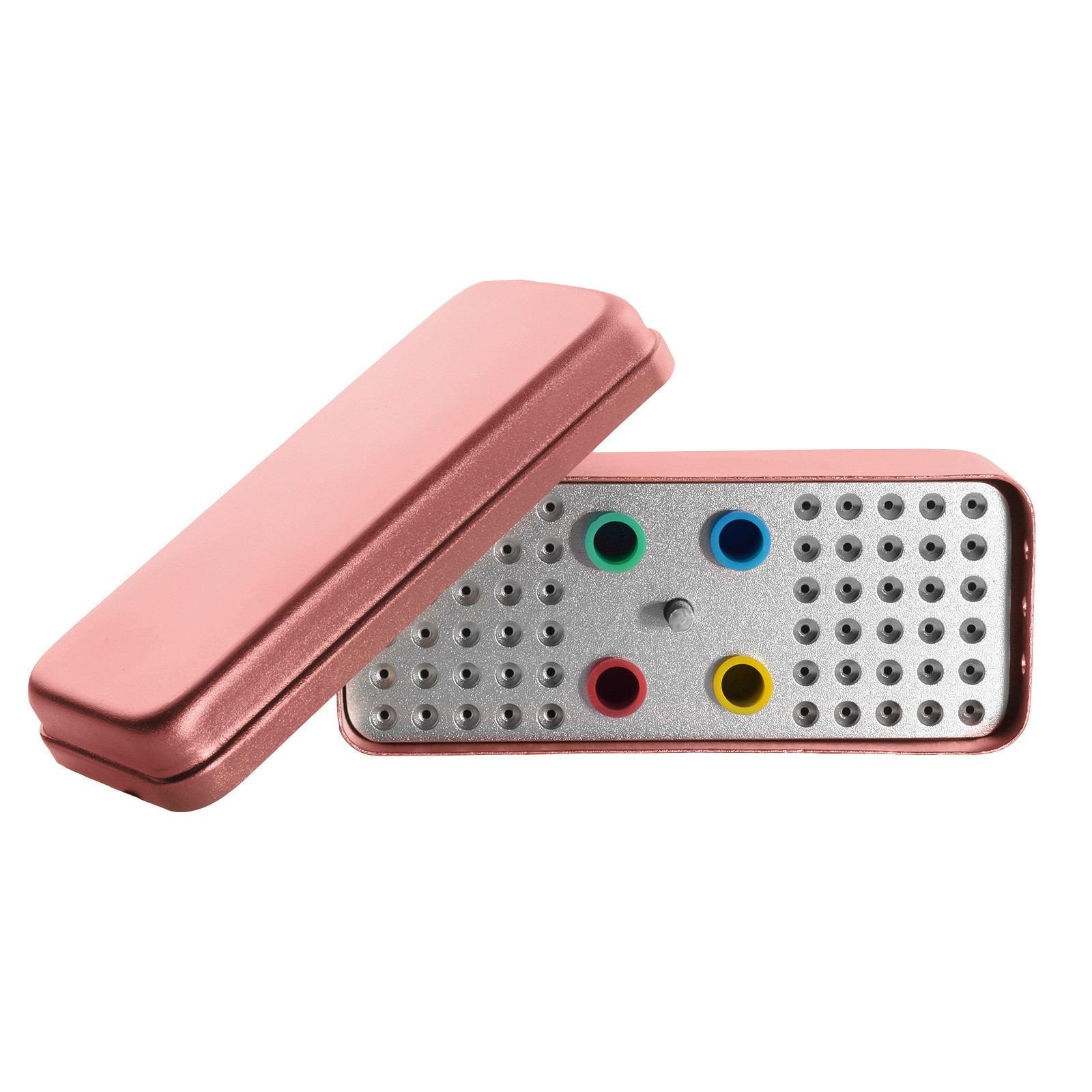 60 Holes Dental Disinfection Endo Files Holder Aluminum Box Autoclave Pink US