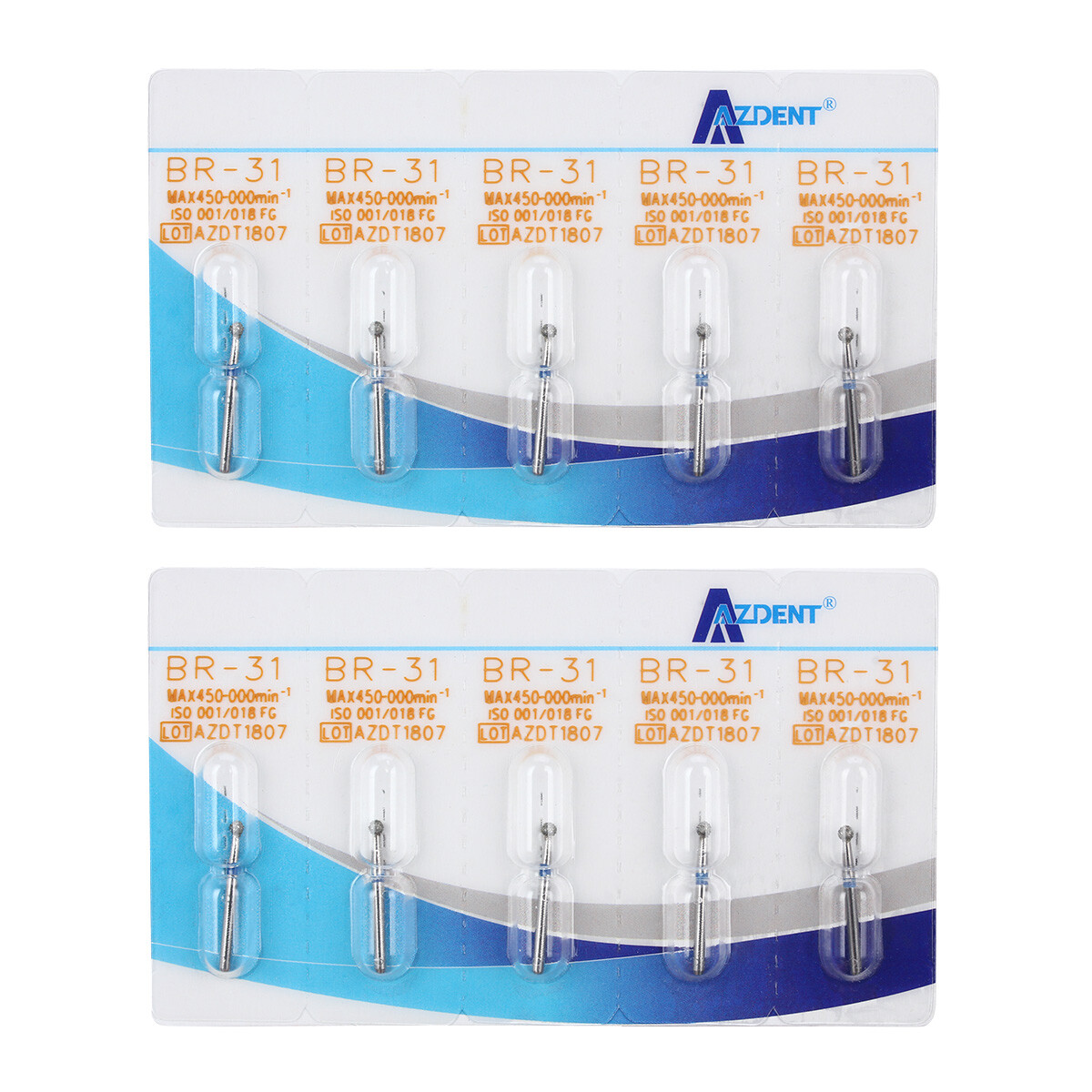 AZDENT Dental Diamond Burs For High Speed Handpiece Friction Grip 5Pcs/Box