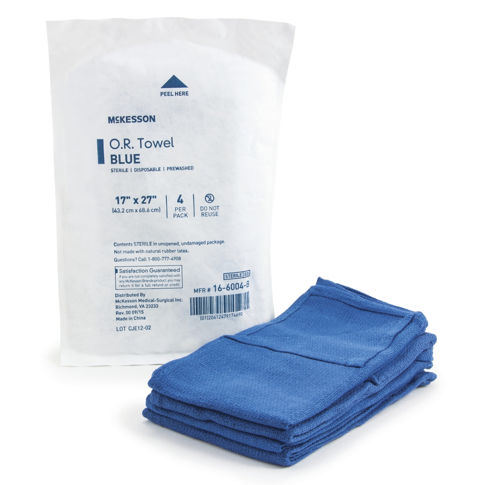 McKesson O.R. Towel Plain Weave / Non-Radiopaque 1 Pack(s) 4 Towels/ Pack