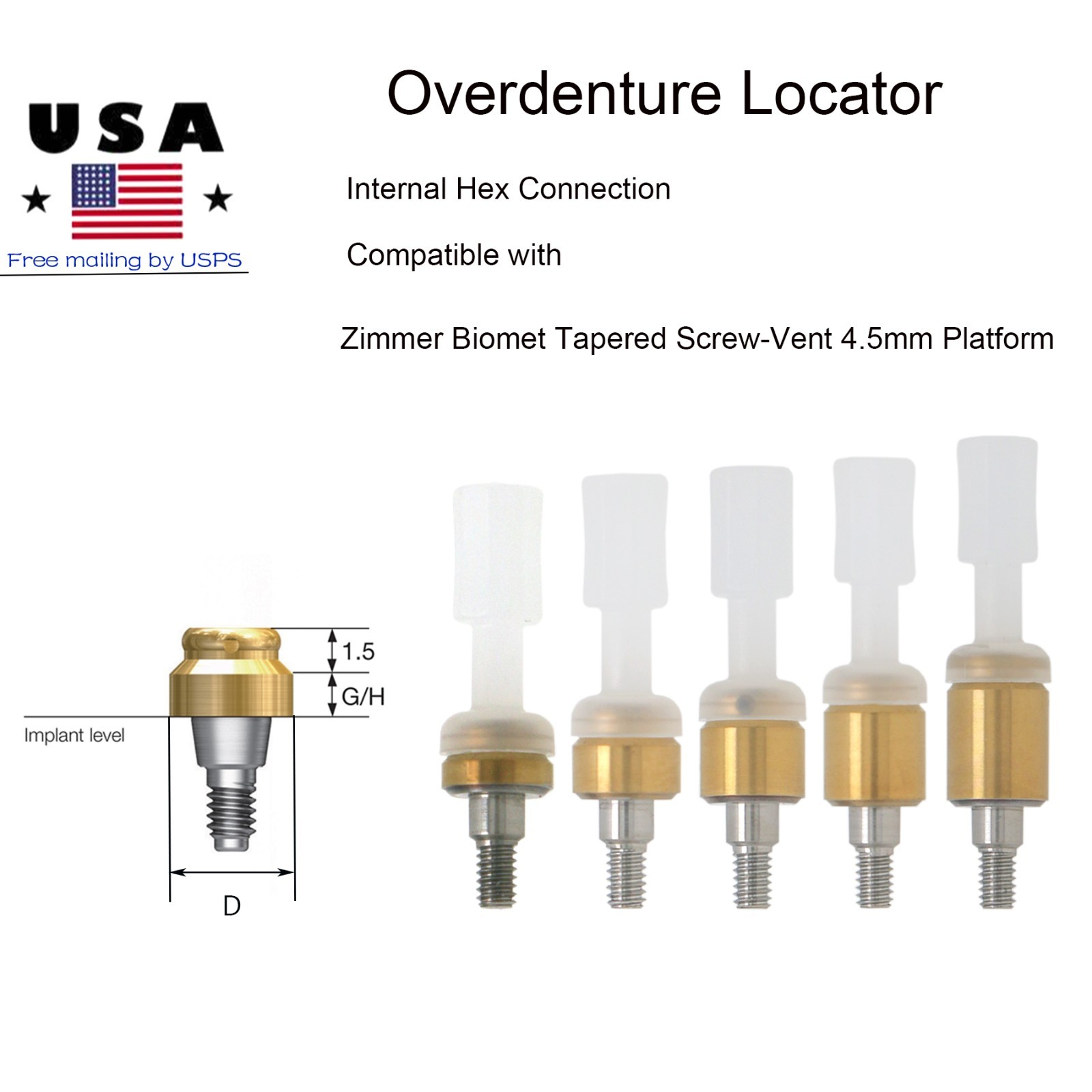 US Dental Attachment Locator Abutment for Hiossen/Zimmer/Nobel Biocare/Bego/Mis