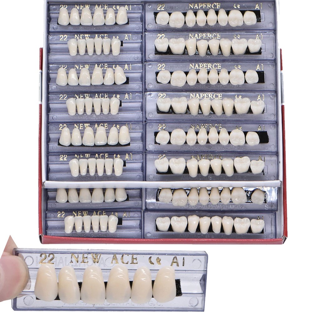 1-6 Box Dental Acrylic Resin Denture 22# A1 Full Set Teeth Upper Lower Shade HOT