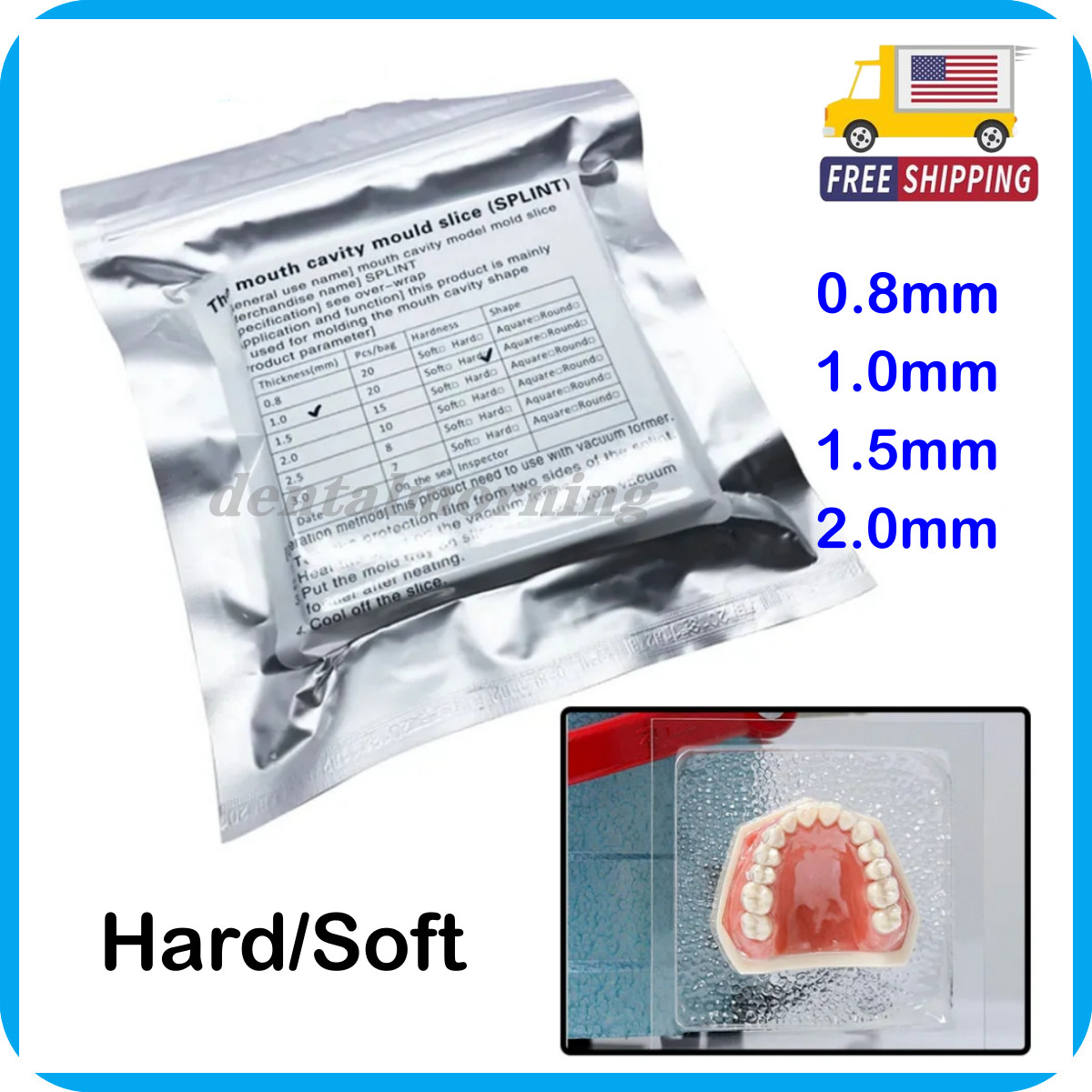 Dental Vacuum Forming Sheets Lab Splint Thermoforming Materials Hard/Soft