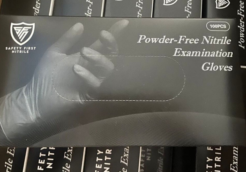 Case of Black Nitrile Gloves: Latex-Free and Powder-Free (10 boxes / 1000pcs)