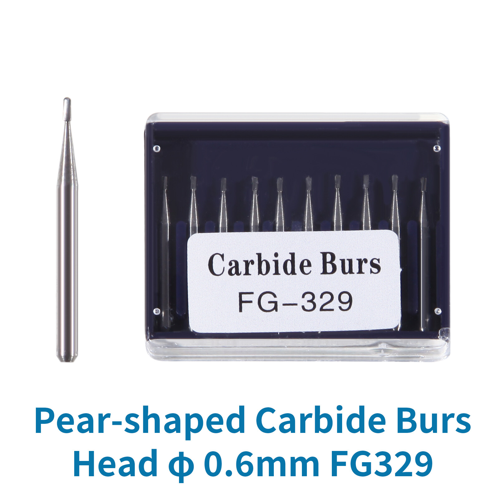 10 Pcs Dental Carbide Burs Pear-Shaped Type High Speed Tungsten Steel Bur FG329