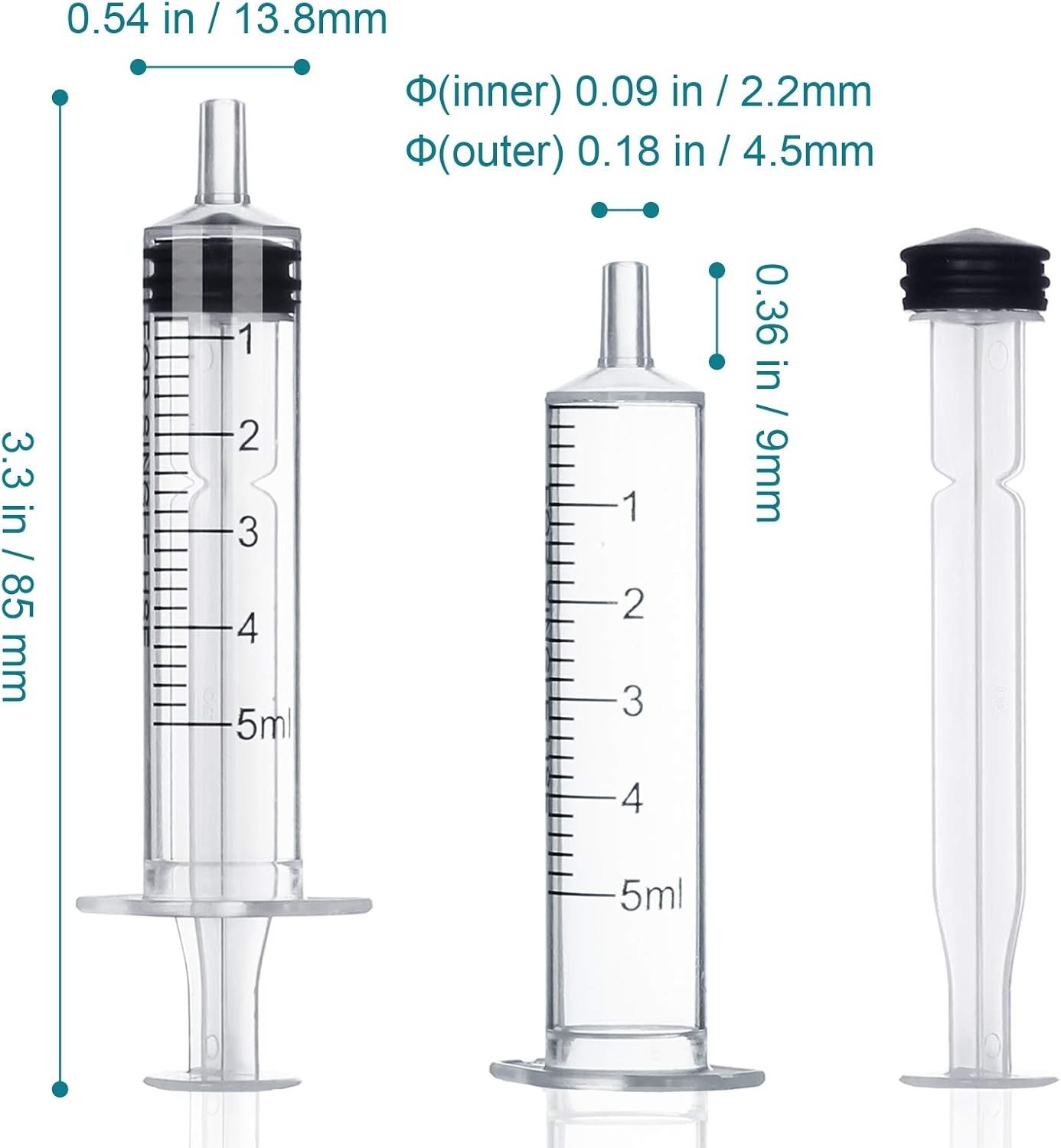 5ml Sterile Plastic Syringes Without Needle – 5 Pack for Safe Liquid Measurement