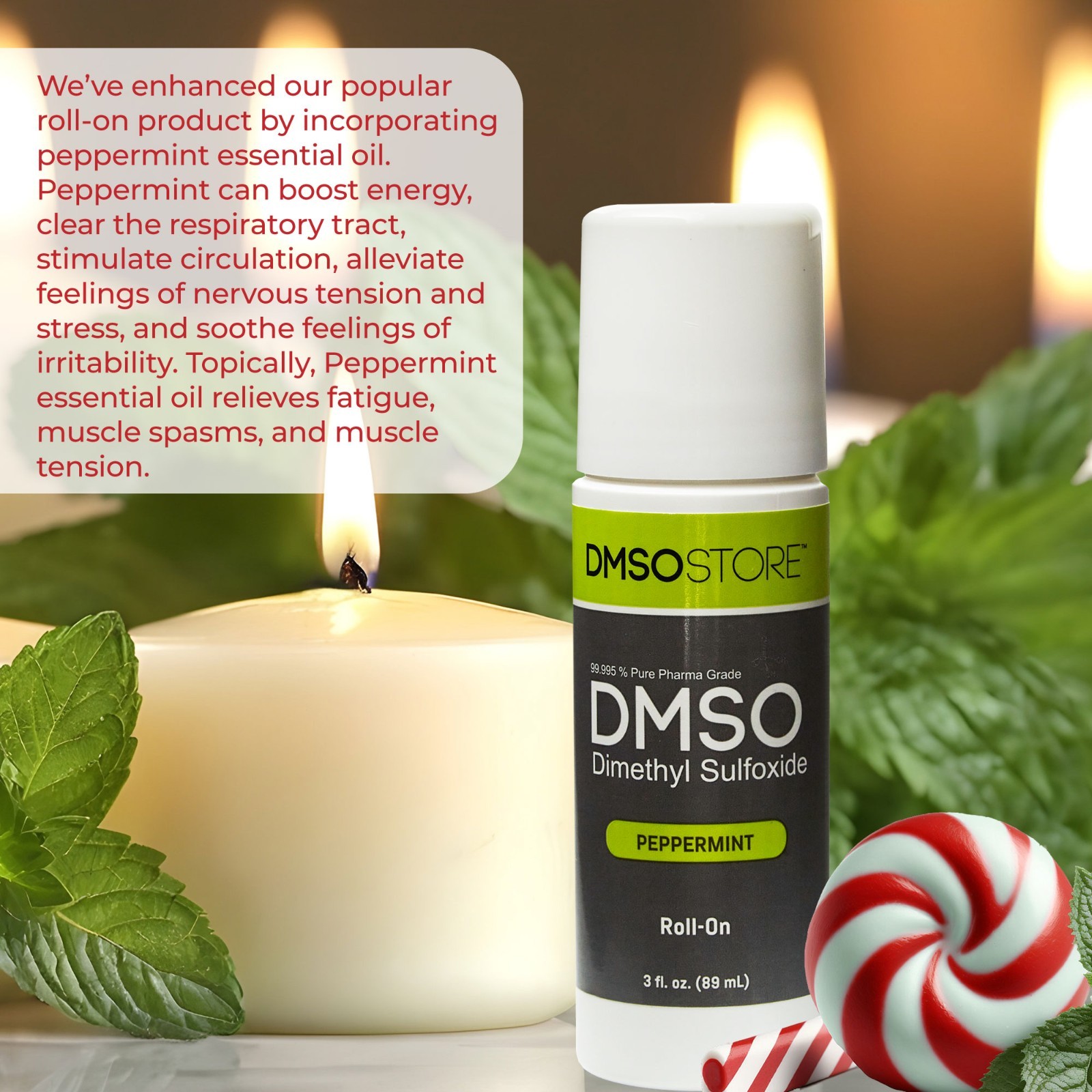 DMSO Roll on 3 oz with Peppermint Scent