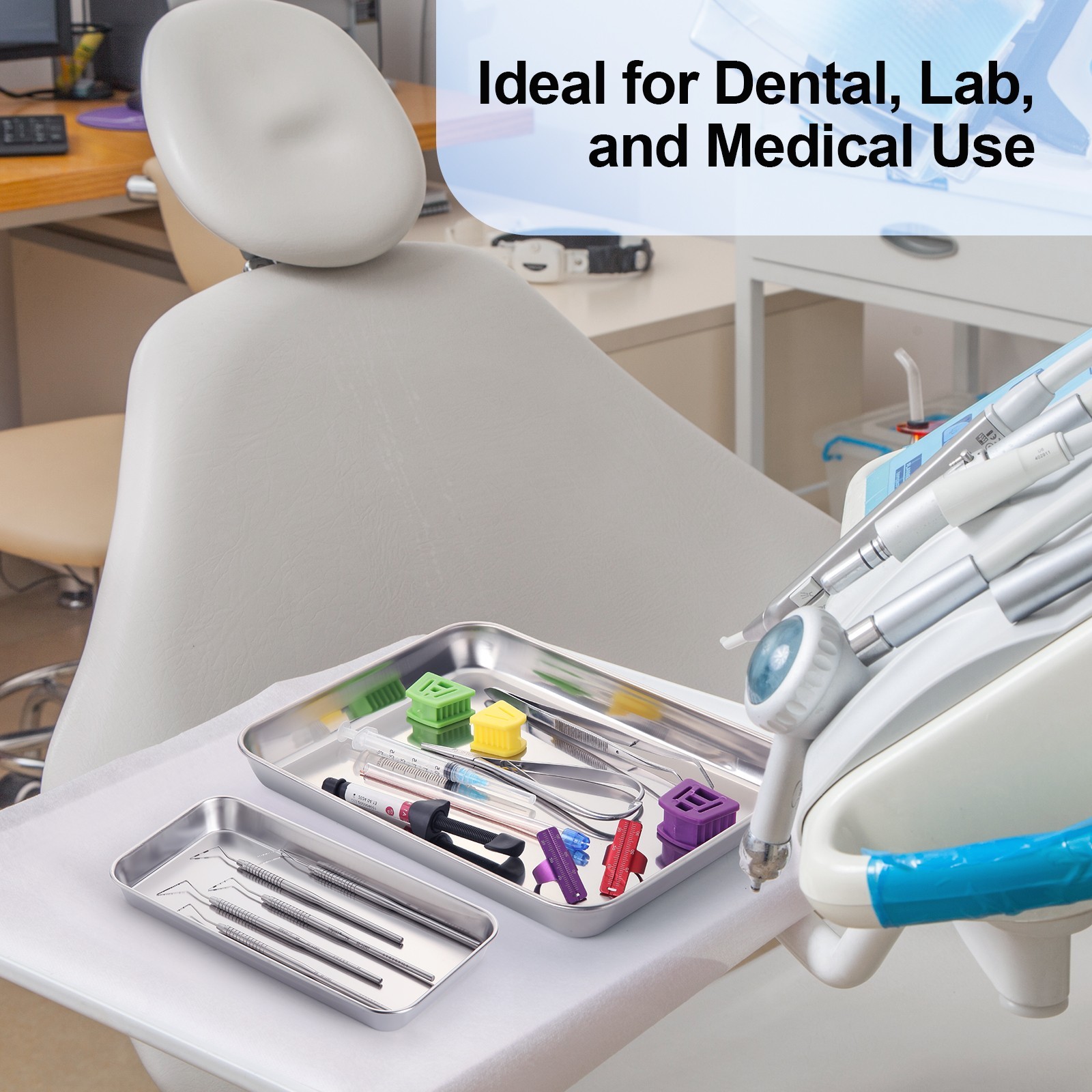 Dental Medical Stainless Steel Instrument Tray Tattoo Flat Trays 3 Sizes