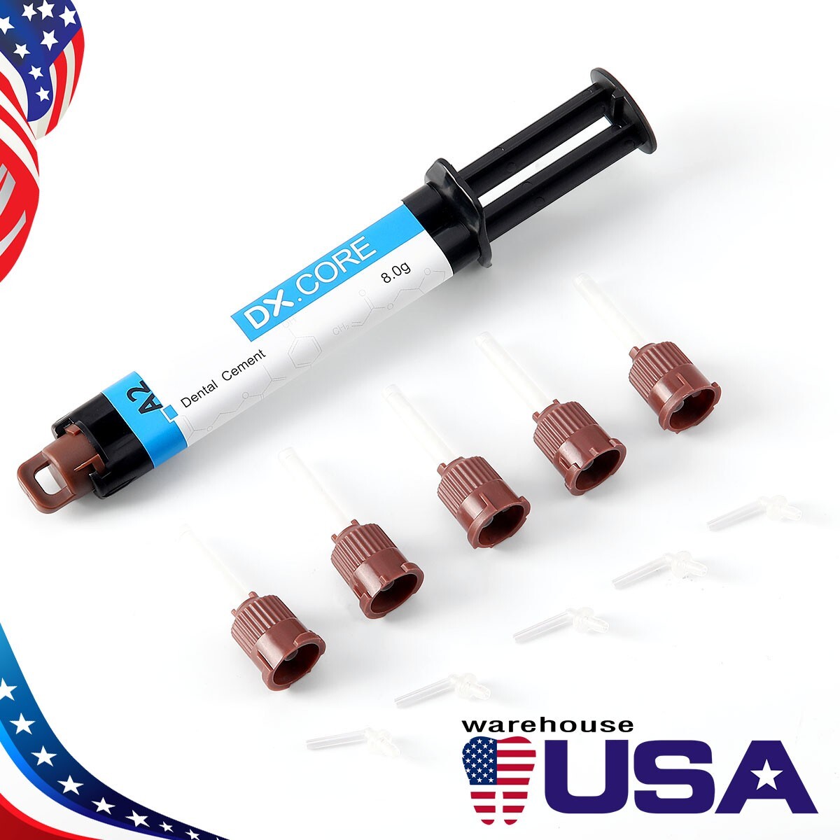 10X Dental Dual Cure Core Build Up Composite Resin Light & Self Cured A2 DENTEX