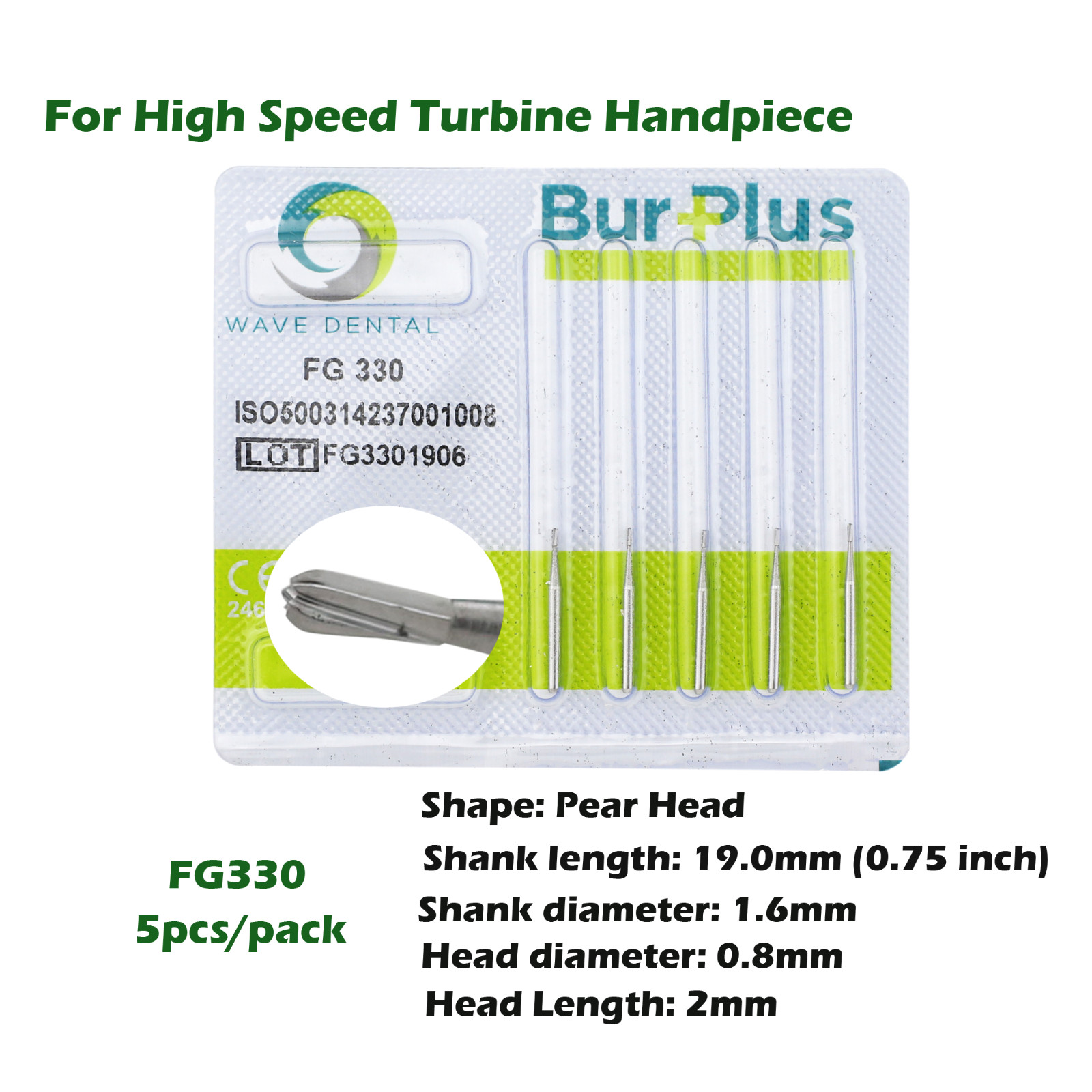 Wave Dental Surgical Burs High Speed FG 25mm Carbide Friction Grip Round 2 4 557