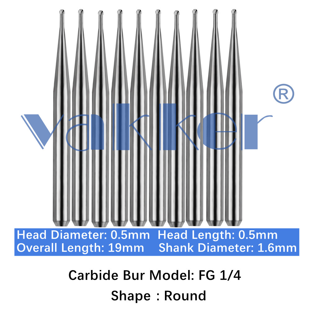 Vakker 10pc Dental Carbide Burs FG 1/4 Friction Grip Bur