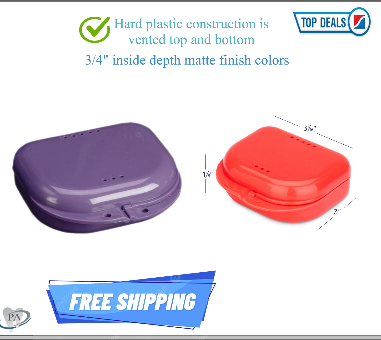 Dental Denture Box Retainer Box Carrier 4W x 2in x 2in Upto 200 Retainers/Case