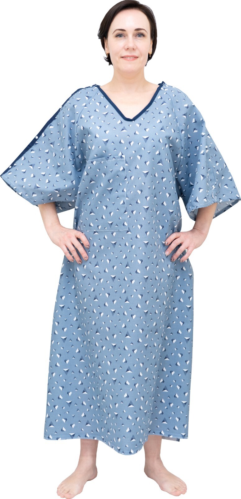 6 PK Unisex Washable Hospital Gowns with IV Access & Telemetry Pocket 3XL