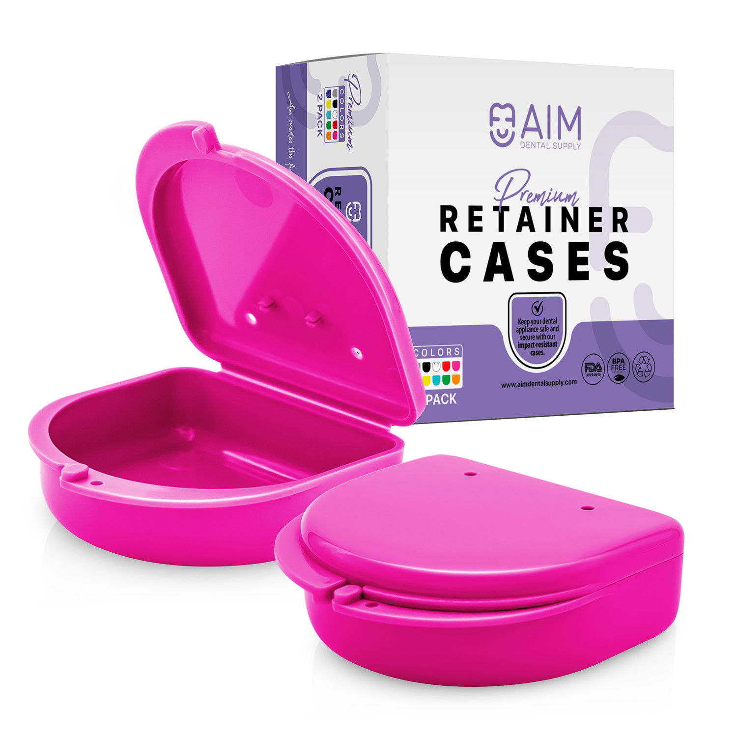 2PK Retainer Case, Denture Storage Box, Mouthguard Container,Dental Aligner Case