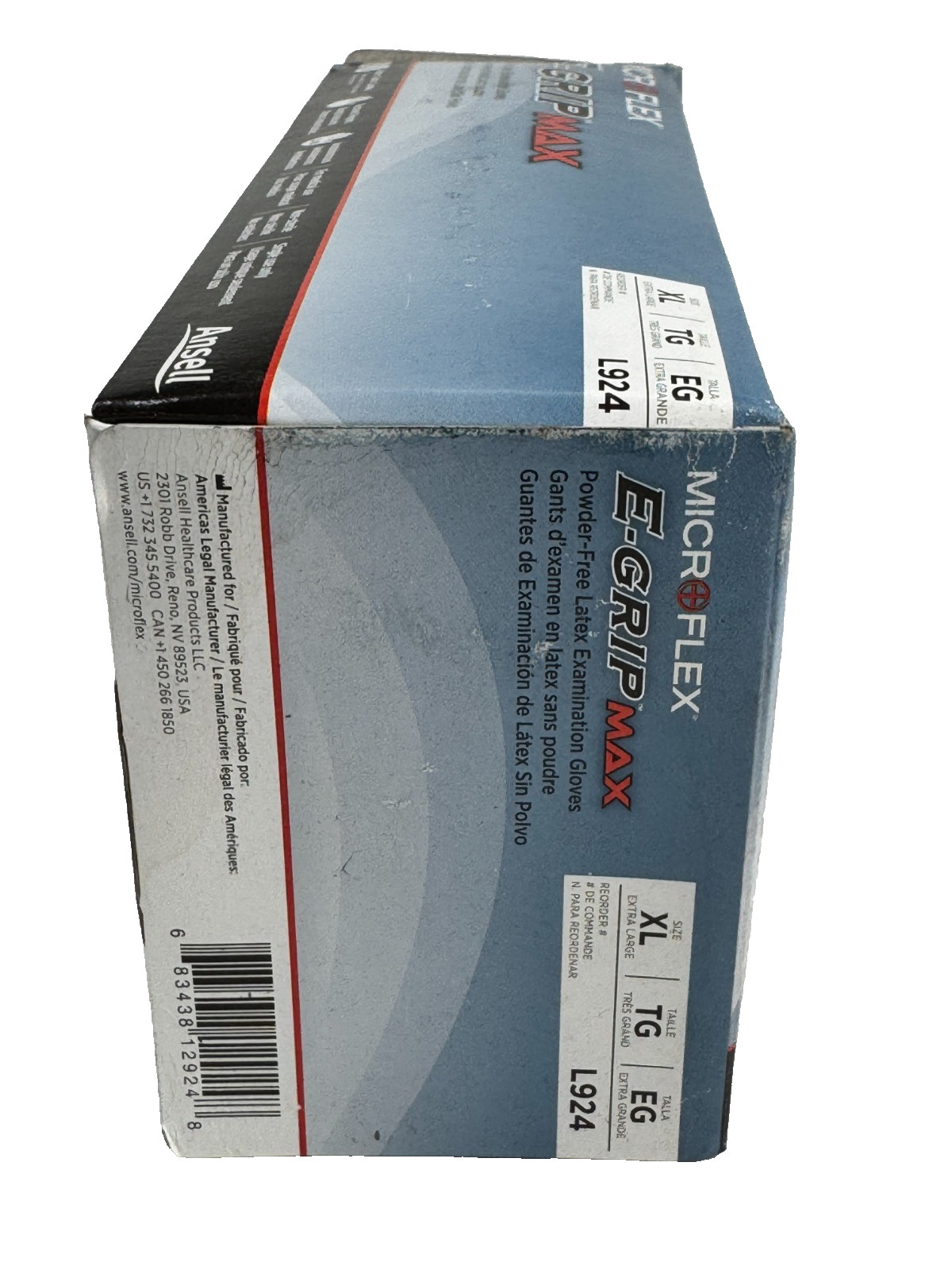 ANSELL L924 Latex Disposable Glove, Size: XL Microflex E-Grip Max *Box of 100*