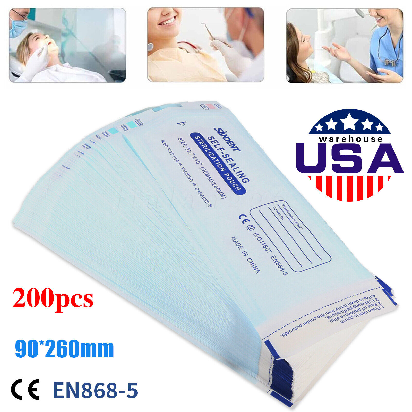 Self Sterilization Pouches Autoclave Sterilizer Bags Dental Medical Tattoo Nail