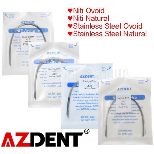 AZDENT Dental Super Elastic Round Arch Wires Niti/Stainless Steel Ovoid /Natural