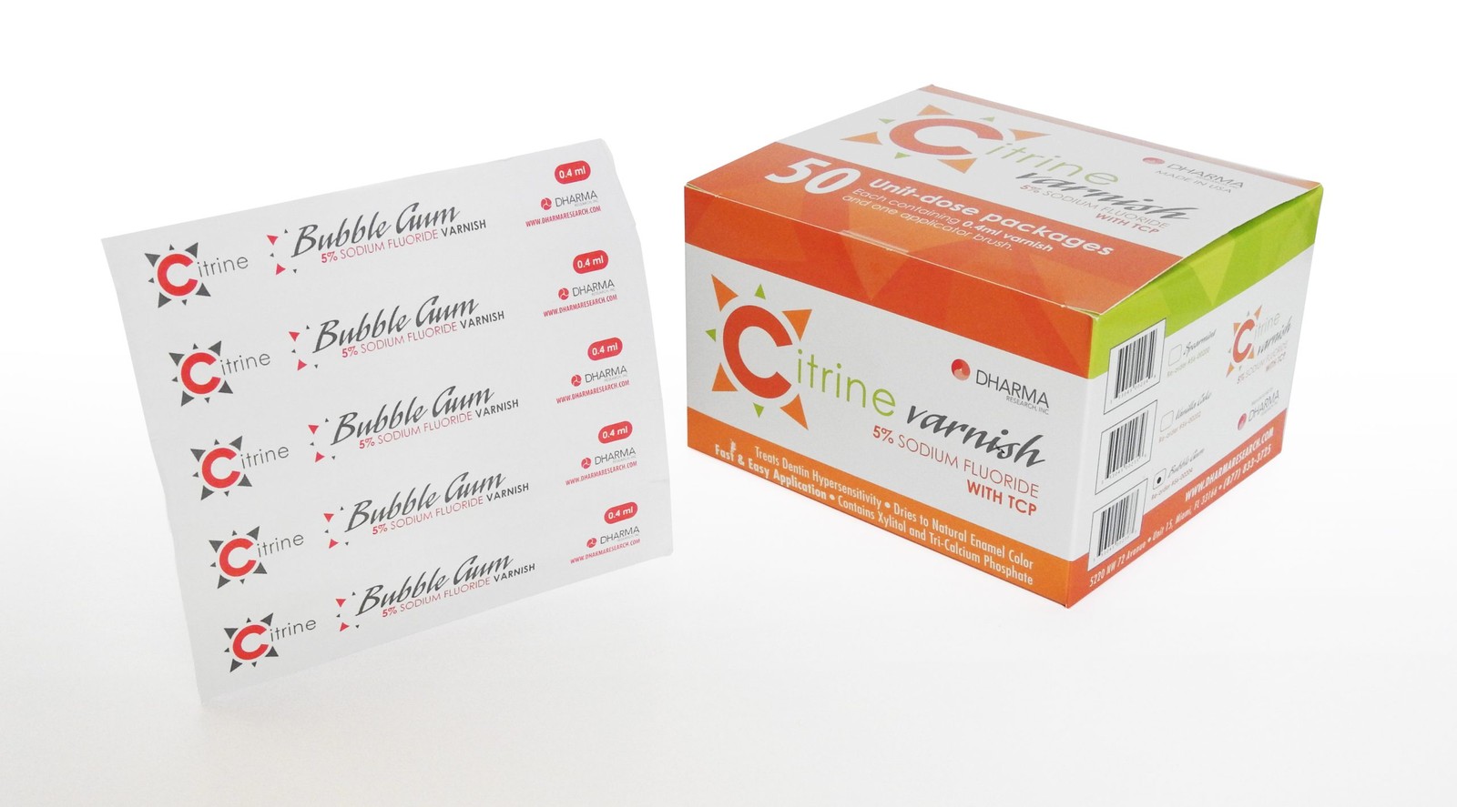 Dharma Citrine Fluoride Varnish Bubble Gum x200 Dental Fluoride Bulk