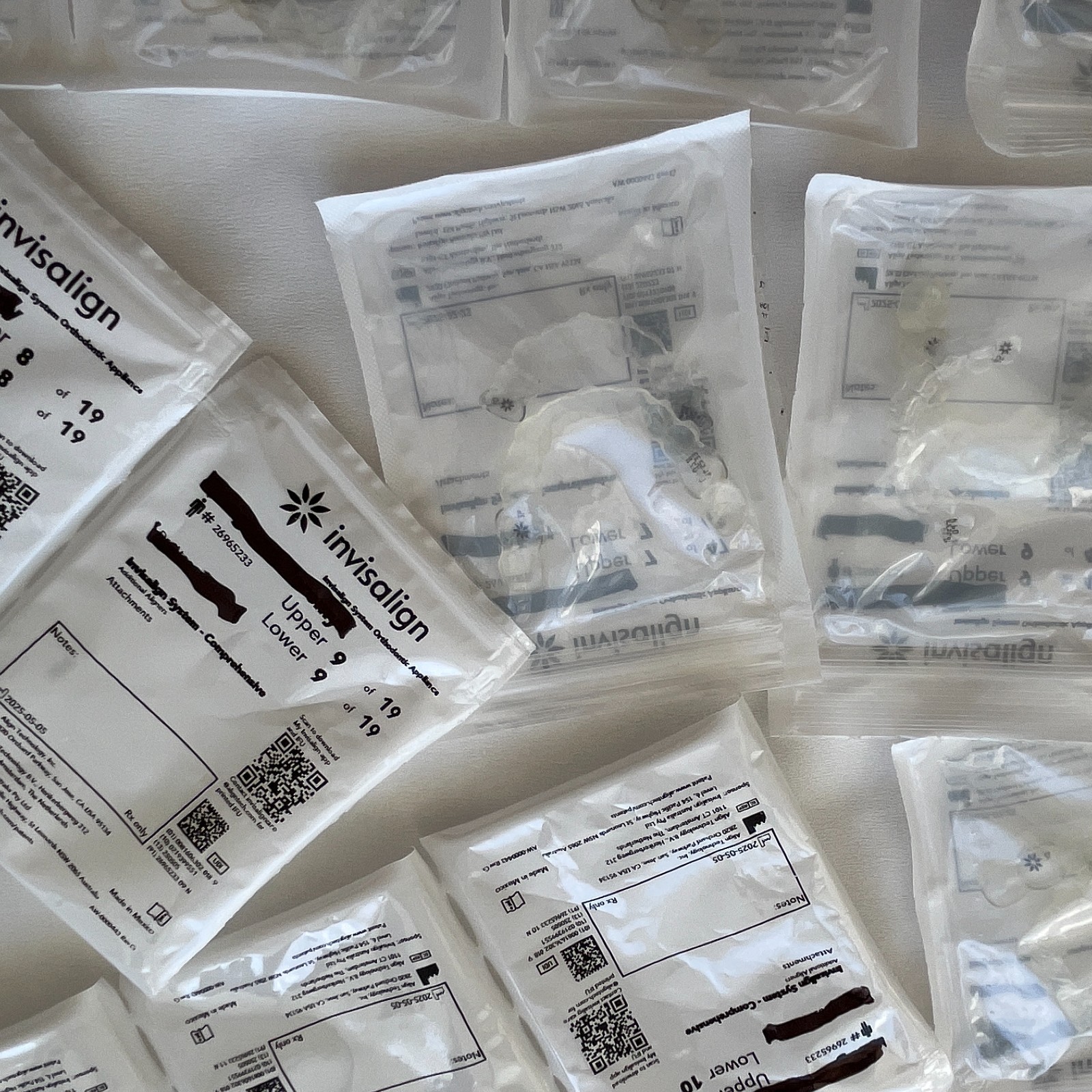 Invisalign aligner trays LOT (28 upper/lower sets) — PROP ONLY, not for use