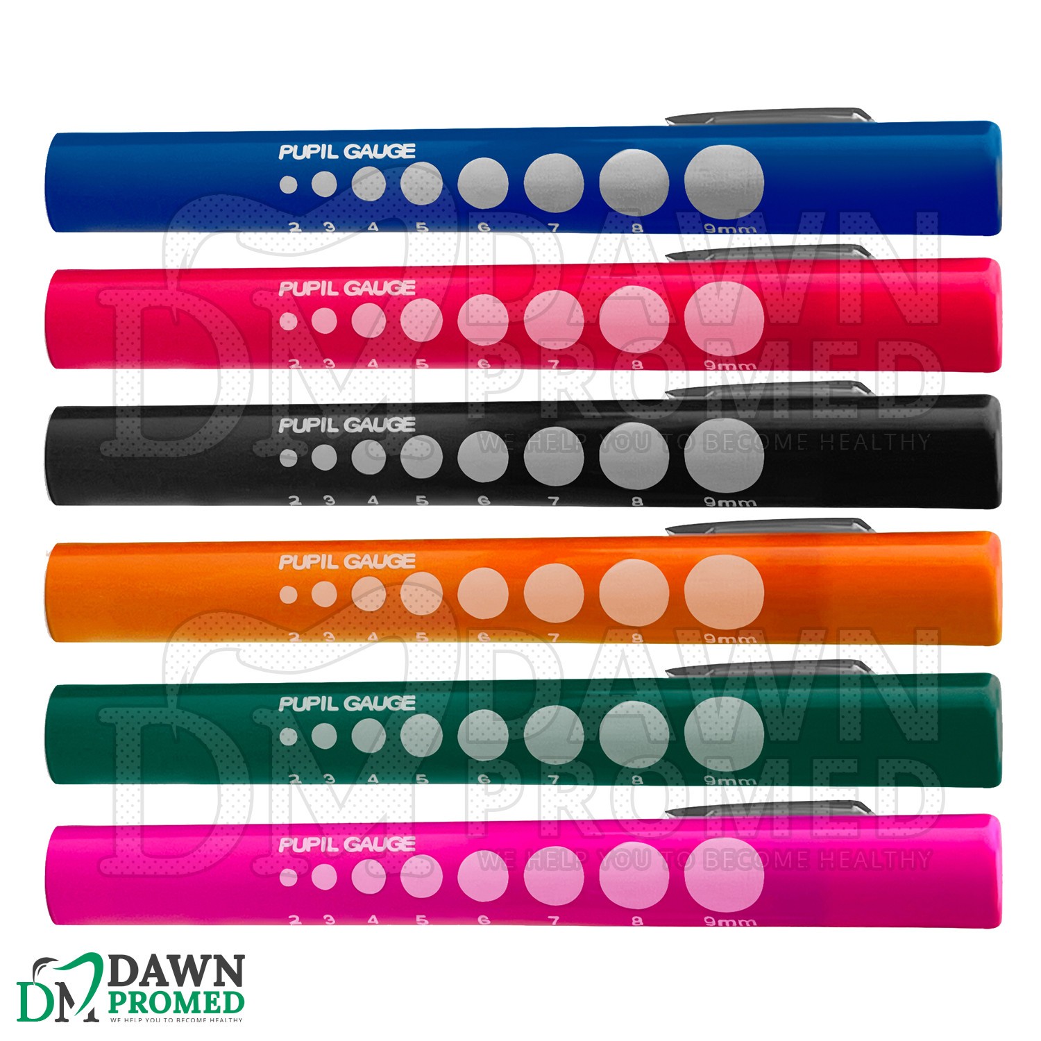 Pen Light 6-Pack Set – Colorful Pupil Gauge Penlights for Nurse Doctor paramedic