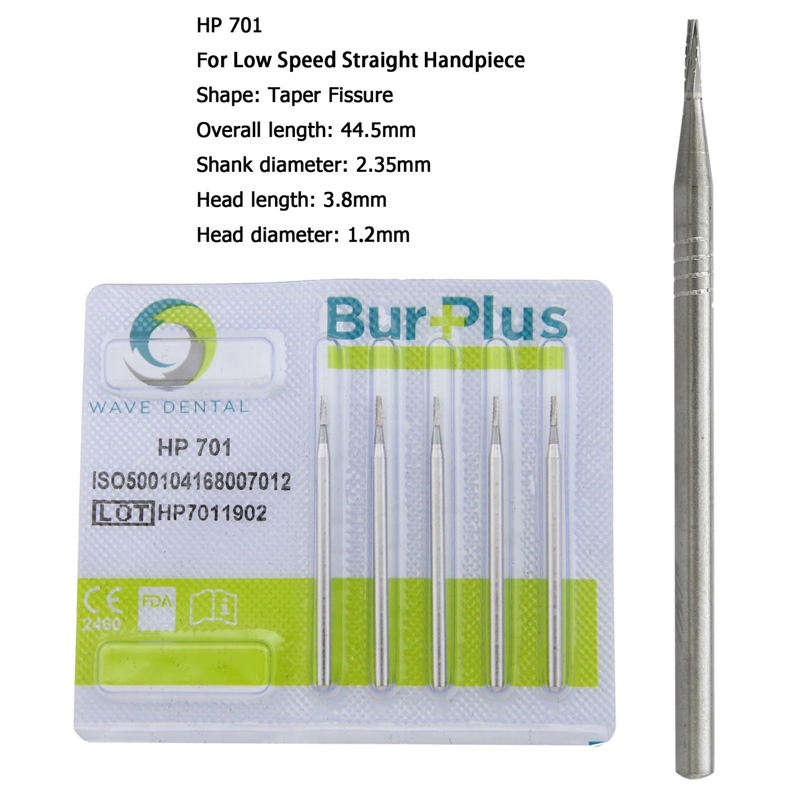 Wave Dental Carbide Burs Straight Surgical Burs Low Speed HP 557 702 703L 44.5mm