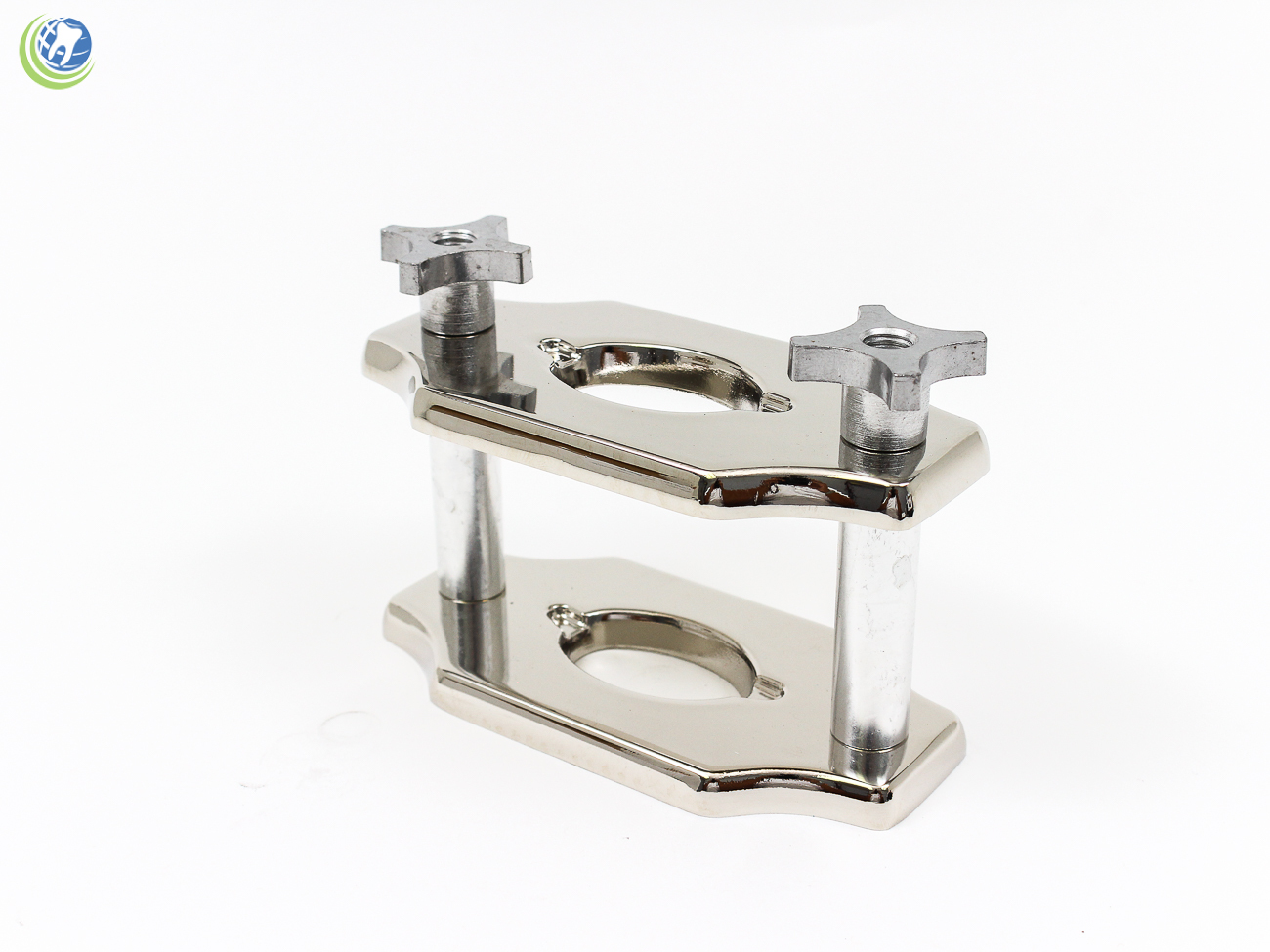 NEW DENTAL LABORATORY DENTURE RELINE JIG CHROME COATED PLATES W/ 2 POSTS