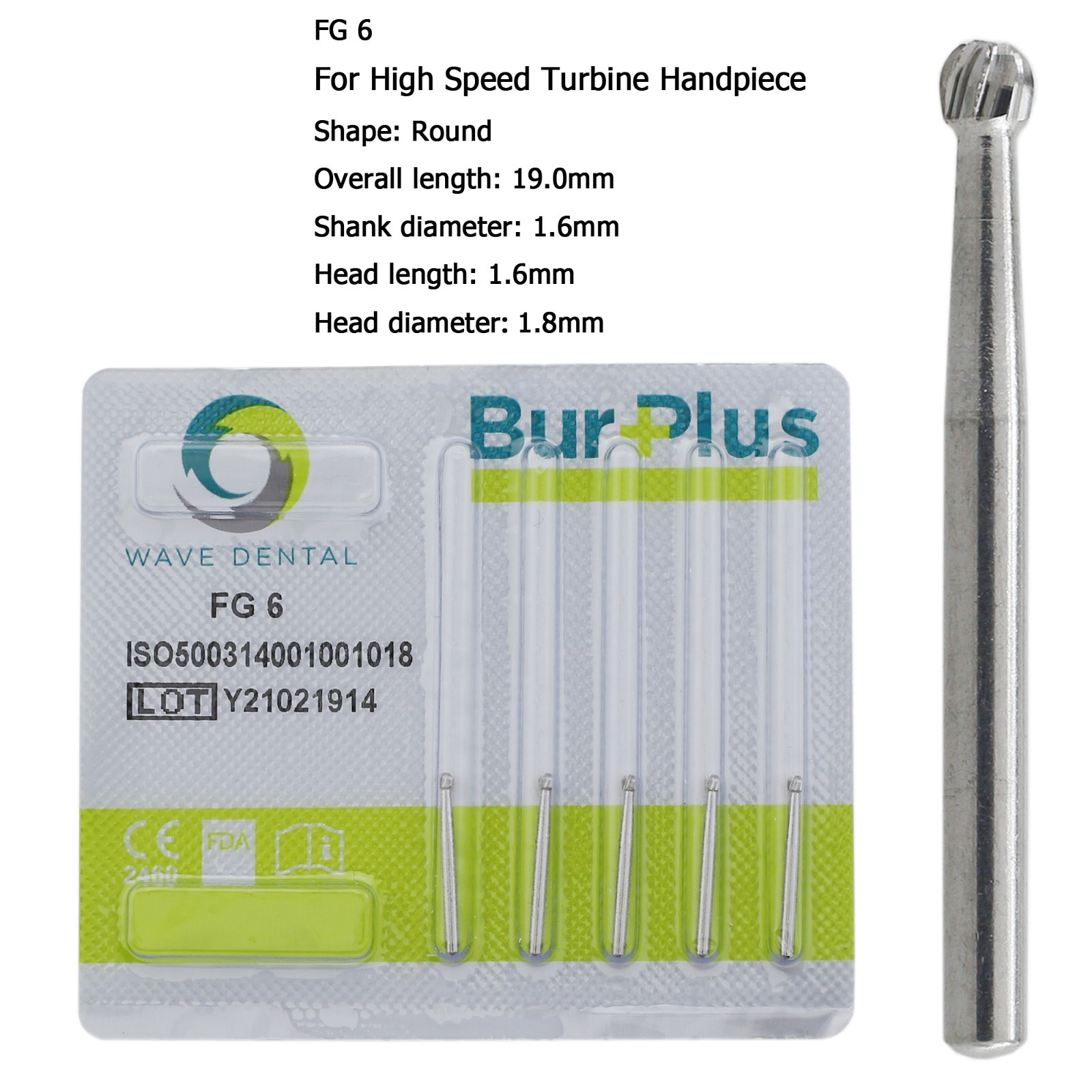 WAVE Dental Round Surgical Burs Carbide Bur High Speed Long FG / FG SURG 2 4 6 8