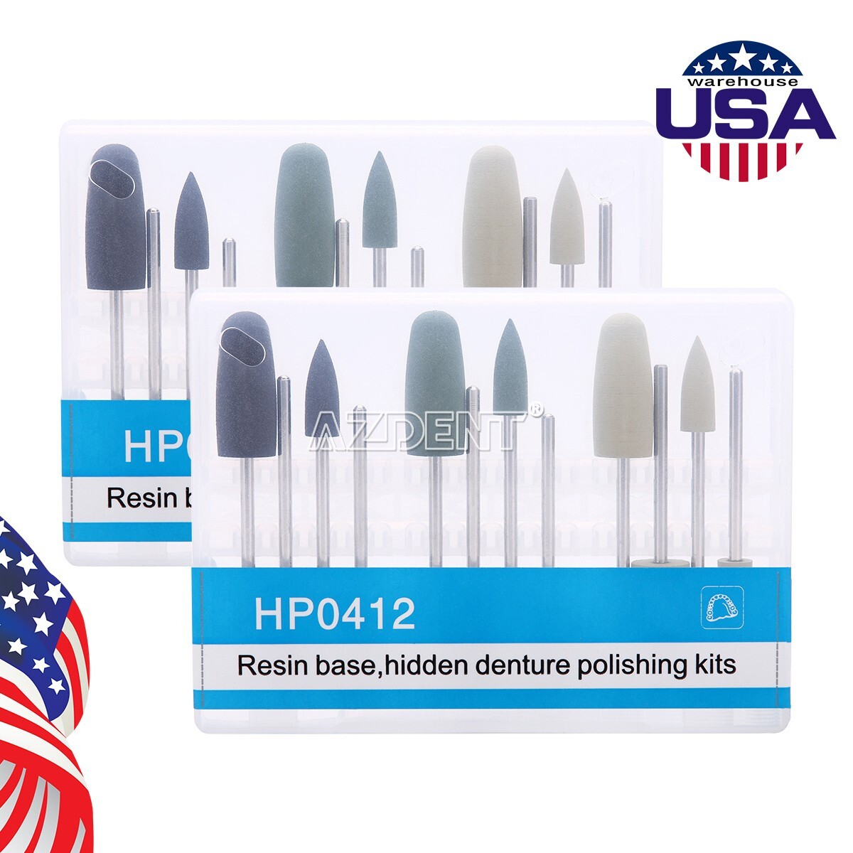 US Dental Polishing Burs Resin Base Acrylic Invisible Denture Silicone Grinding
