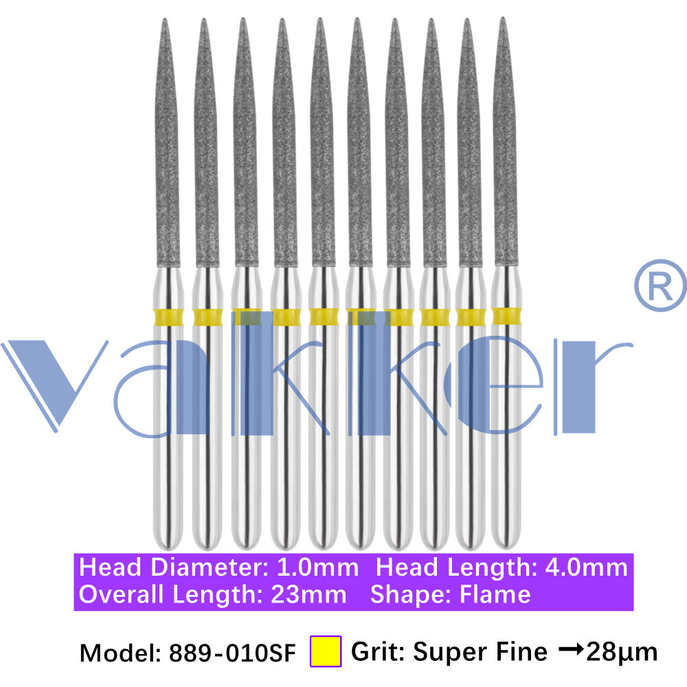 10pc/pk Diamond Burs Shape Flame Diamond Bur Super Fine Medium Coarse