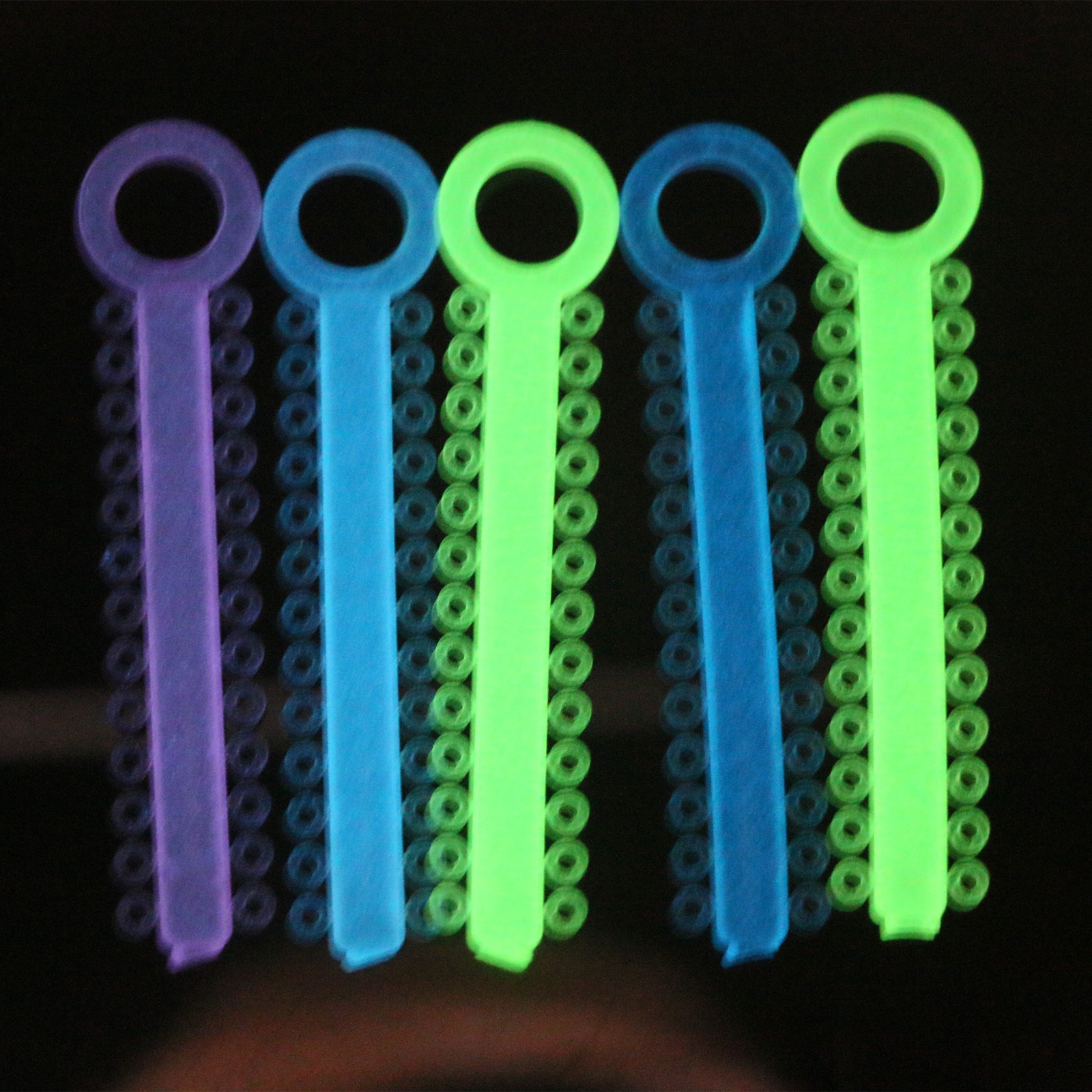 1040 Pcs Dental Orthodontic Ligature Tie Elastic Rubber Band 5 Colors Night Glow
