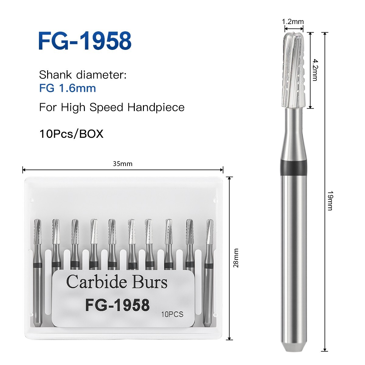 USA Dental Tungsten Carbide Burs FG 1.6mm Metal Cutting for High Speed Handpiece