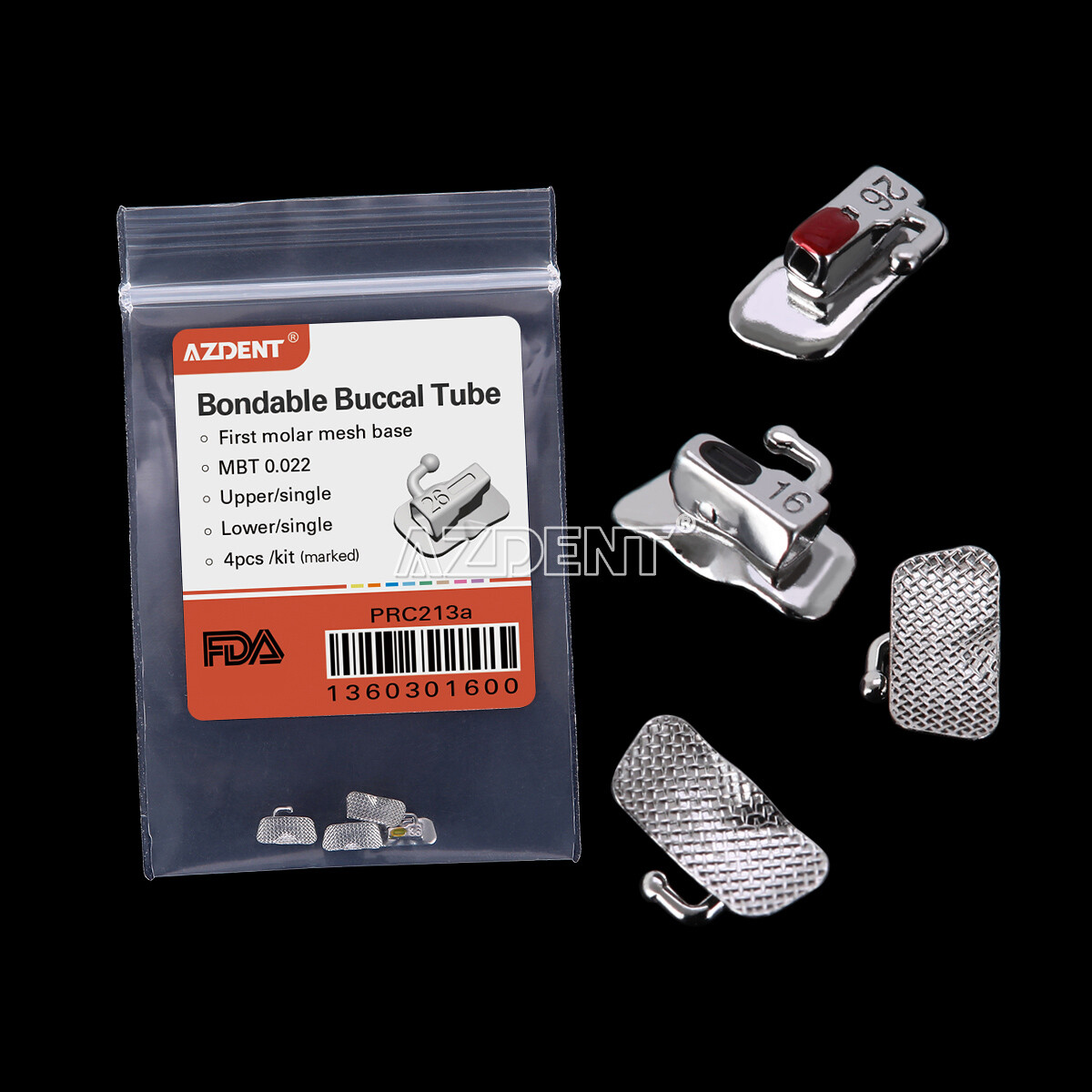AZDENT Dental Ortho Buccal Tubes 1st Molar MBT 0.022 Bondable Non-Convertible