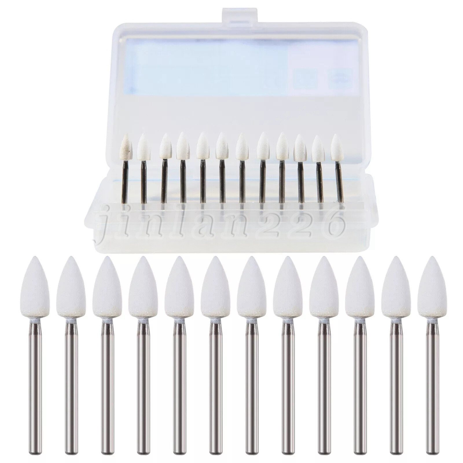SANDENT Dental White Stone Polishing Burs FG Aluminum Oxide Flame Shape